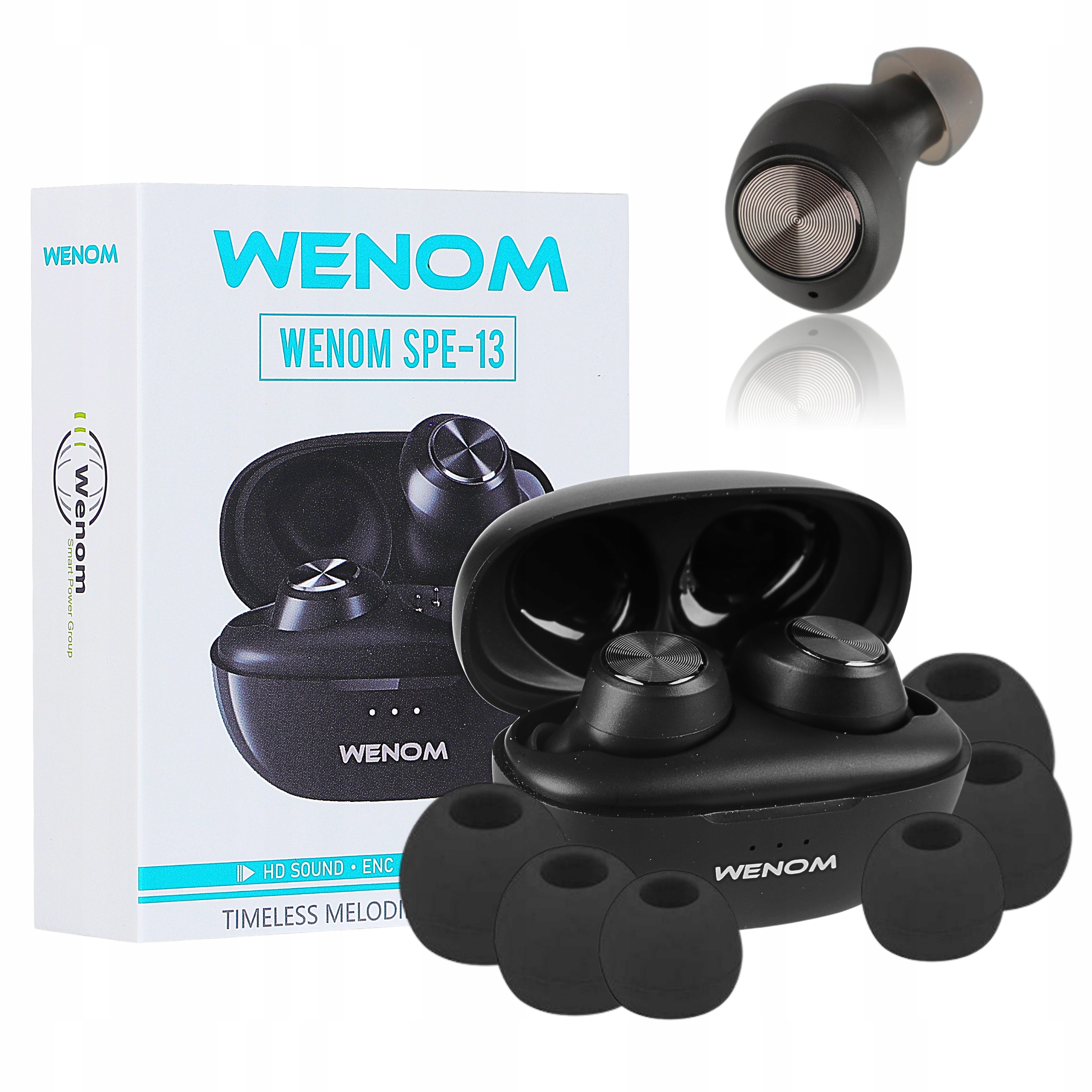 SŁUCHAWKI BEZPRZEWODOWE DOKANAŁOWE SPE-13 BLUETOOTH WODOODPORNE 2 mikrofony Kod producenta Wenom SPE-13