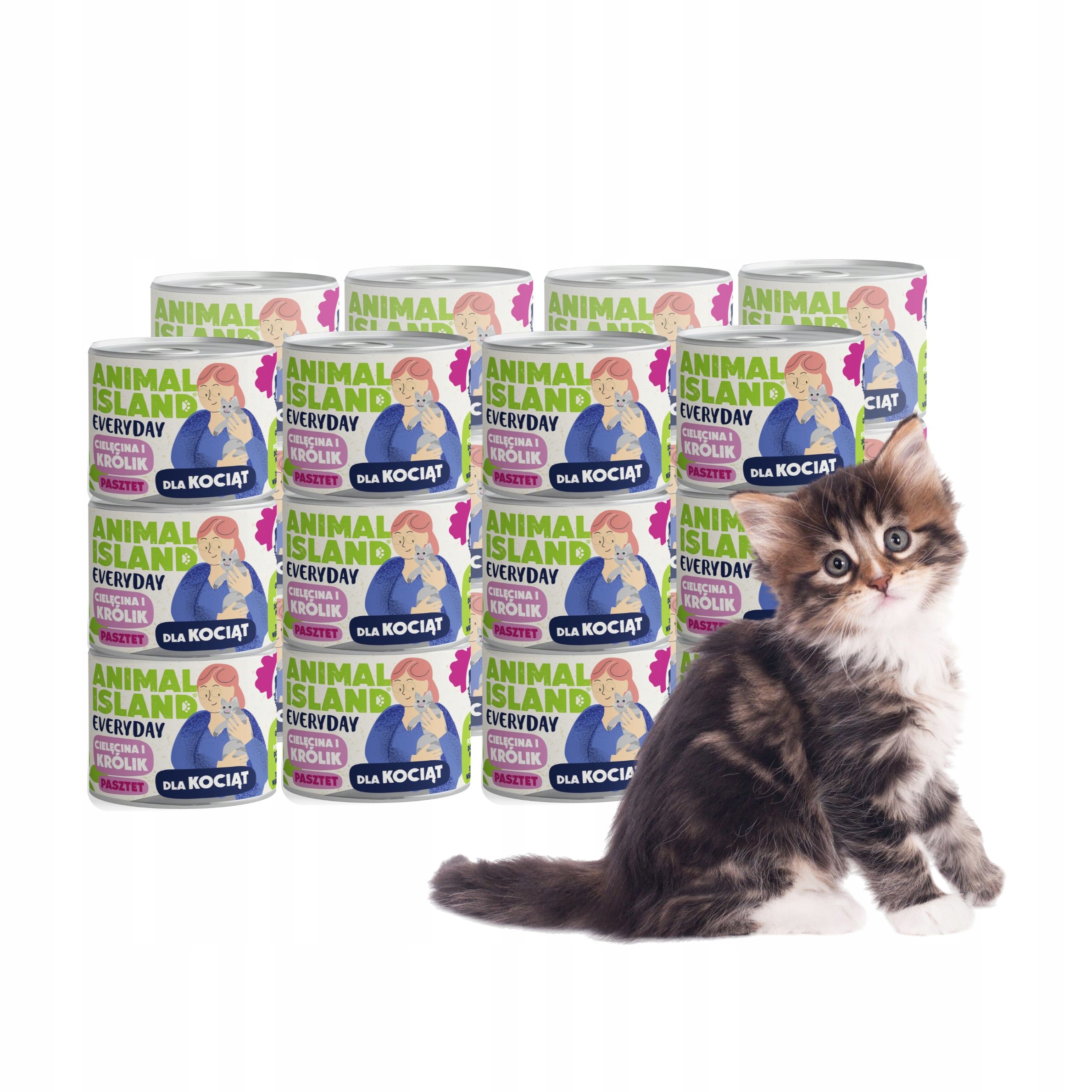 Animal Island Karma z Cielęcina Królik dla Kociąt (24x185g) Bez Zbóż