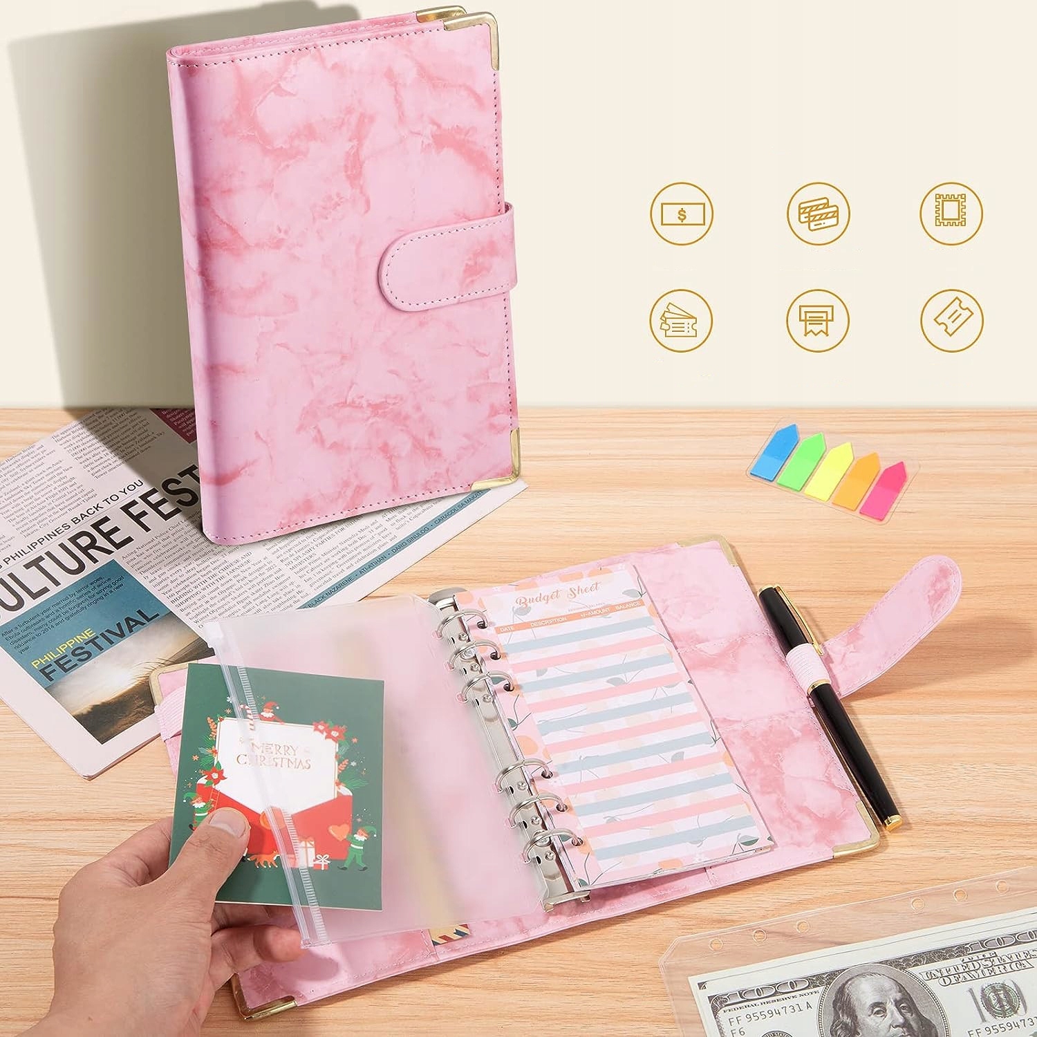 PLANER BUDŻETOWY FINANSOWY SEGREGATOR BUDŻETU OSZCZĘDNIK A6 31 ELEMENTÓW Rozmiar A6