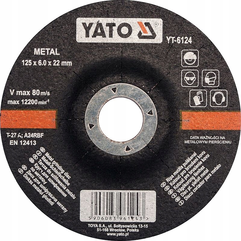 

Yato Tarcza do szlifowania metalu 125x6mm YT-6124
