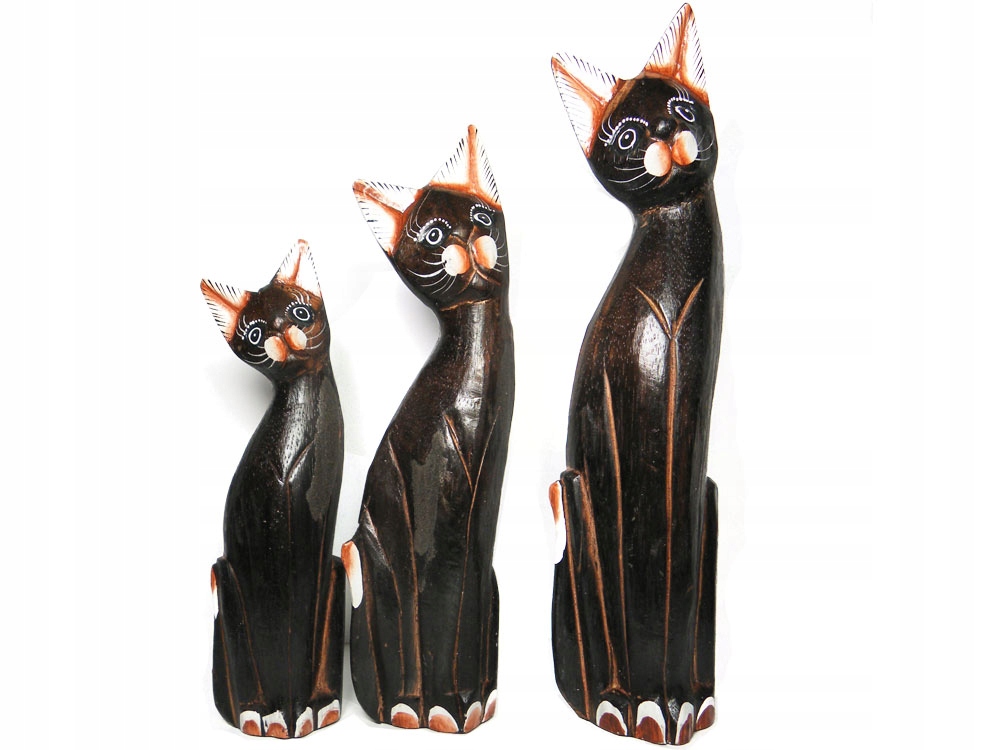 

Figurka Koty Rzeźba Drewniana Kot 35/30/25cm kpl