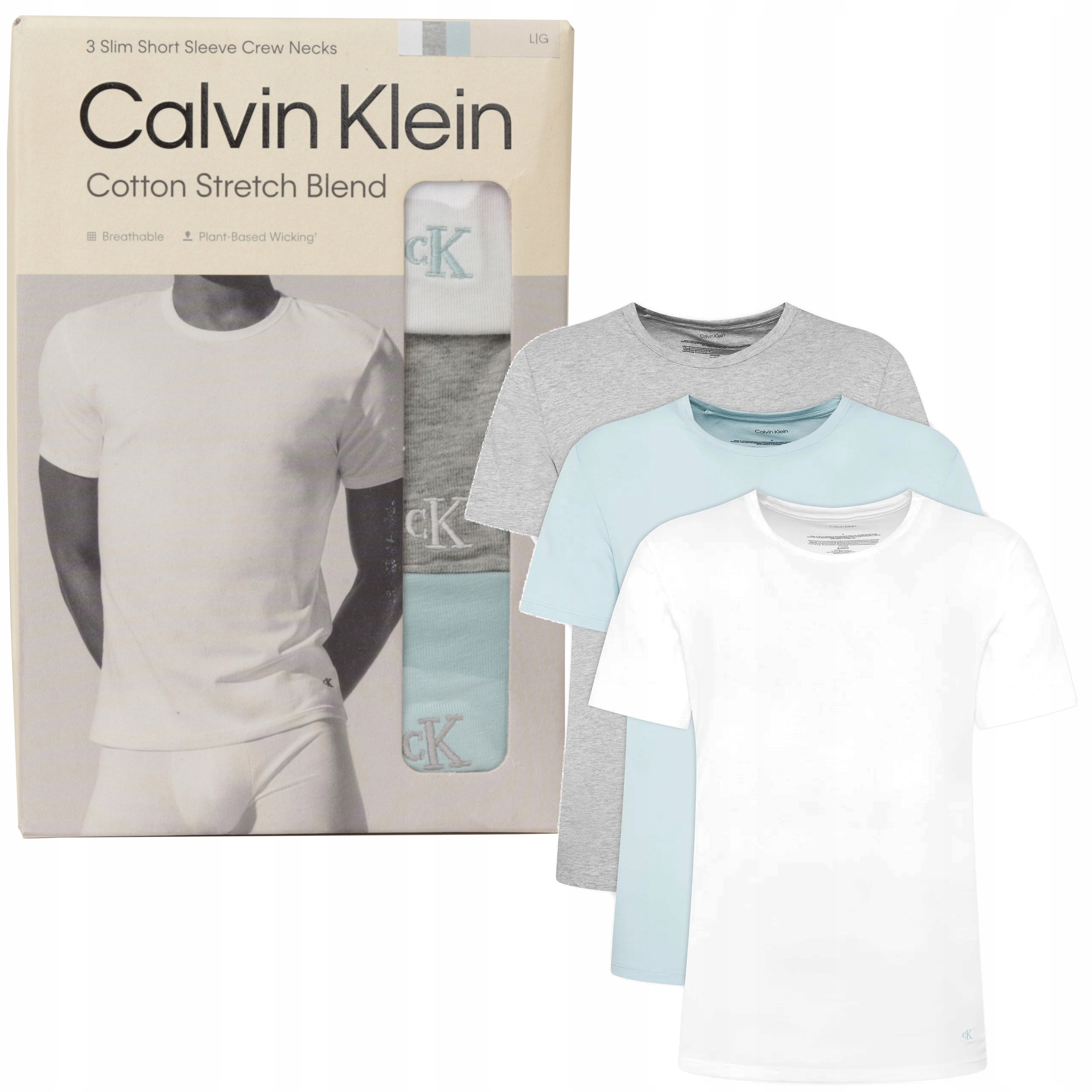 Tričko pánské Calvin Klein 3 balení sada slim fit bavlna tkané logem vel. S
