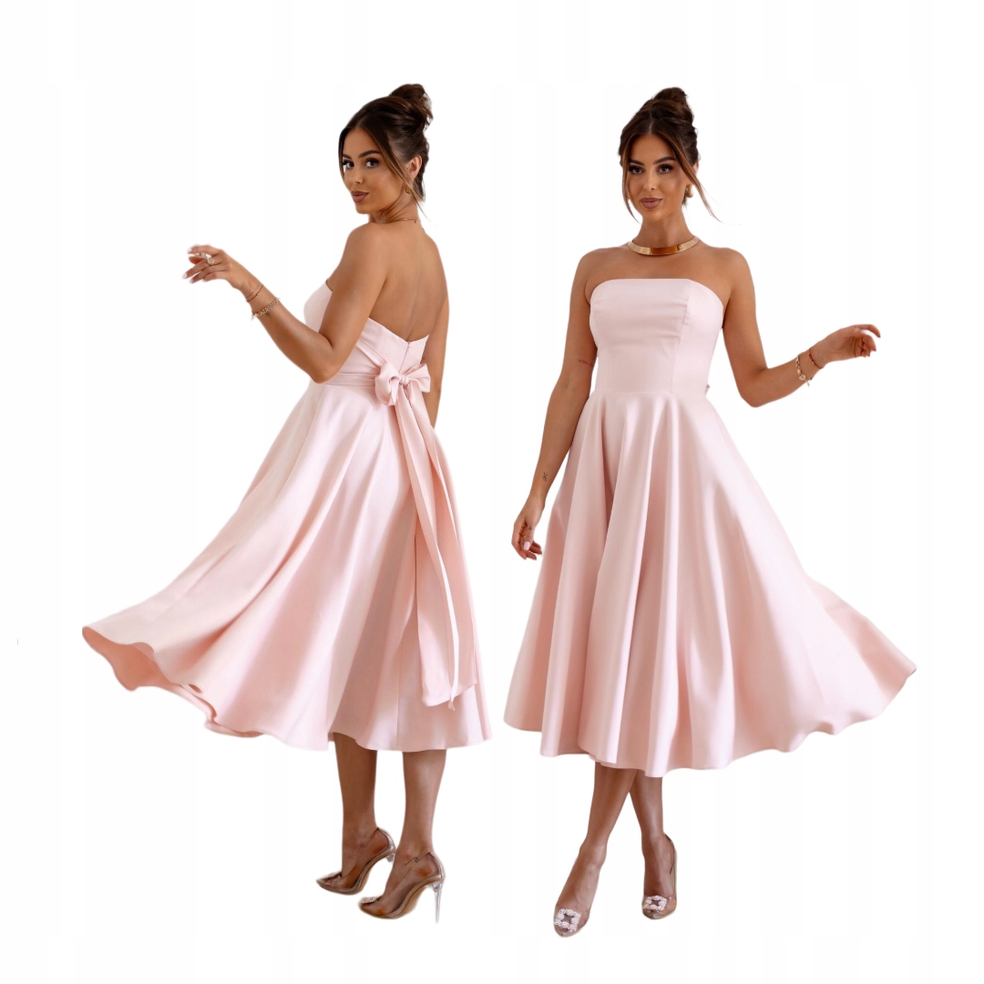 Asti midi pudrová růžová Rozkládací Šaty svatební hostina křtinové přijímání L