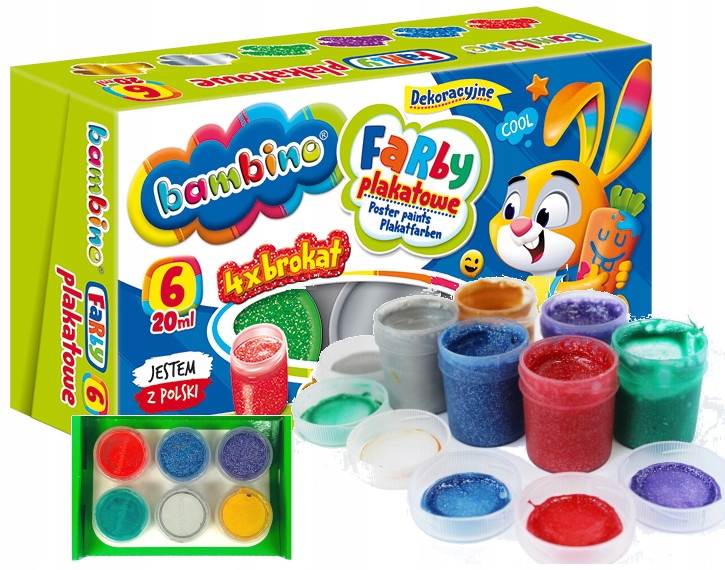 

Bambino farby plakatowe brokatowe 20 ml