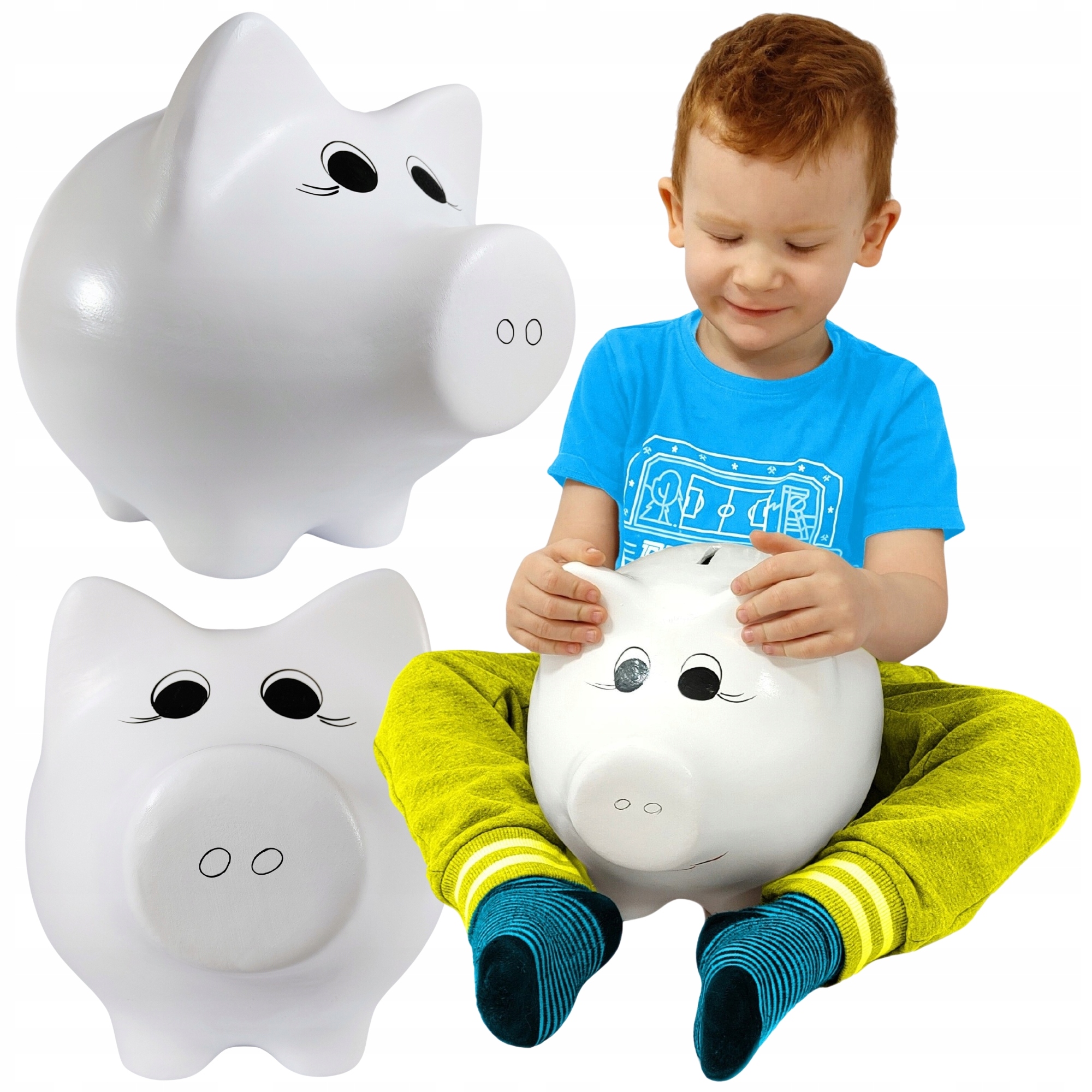 Prasátko pokladnička bílá Velká XXL keramická pro chlapečka i holčičku Gigant