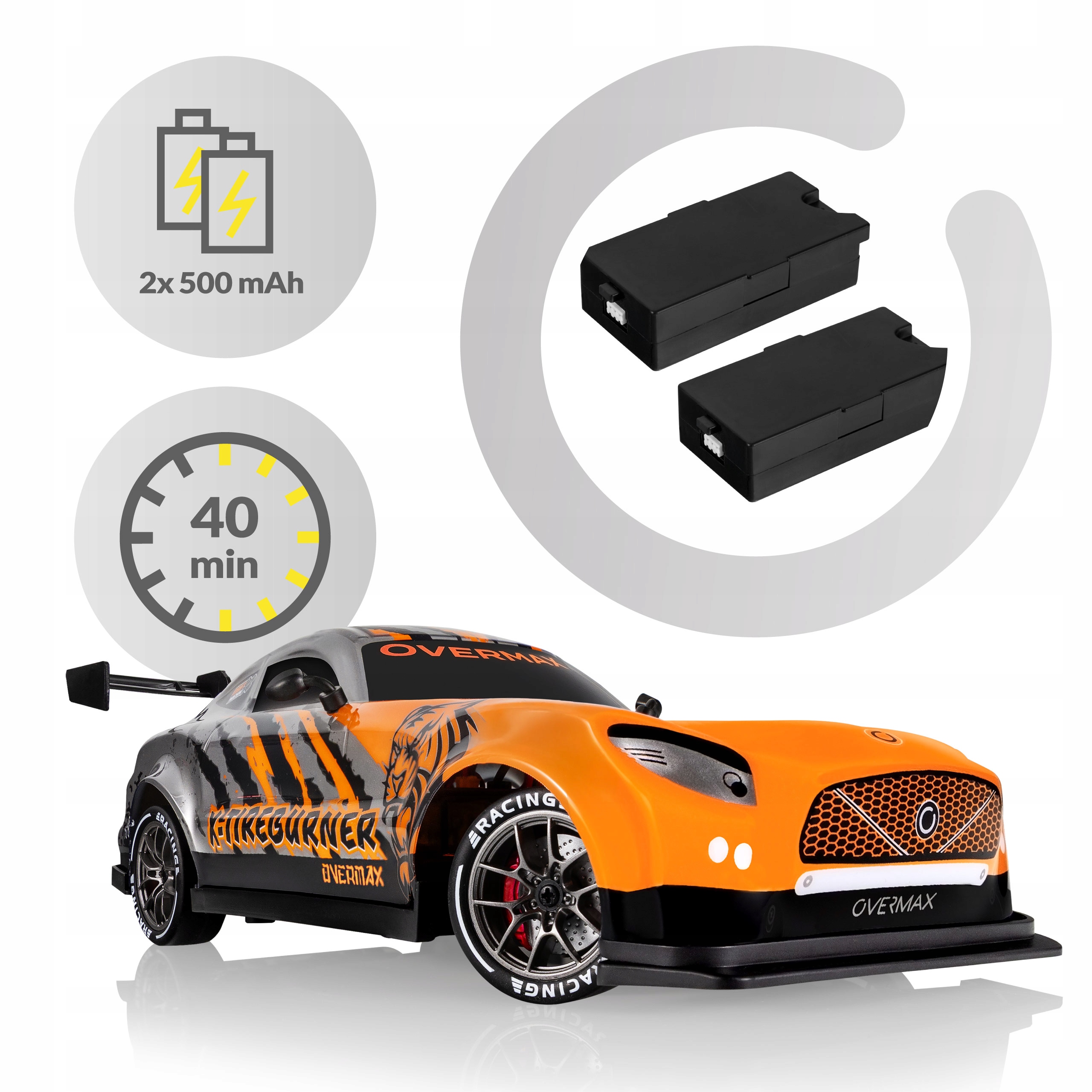 Automobilis Auto RC DRIFT DRIFTING NUOTOLINIO VALDYMO 20km/h + DRIFT TRACK Gamintojas Overmax