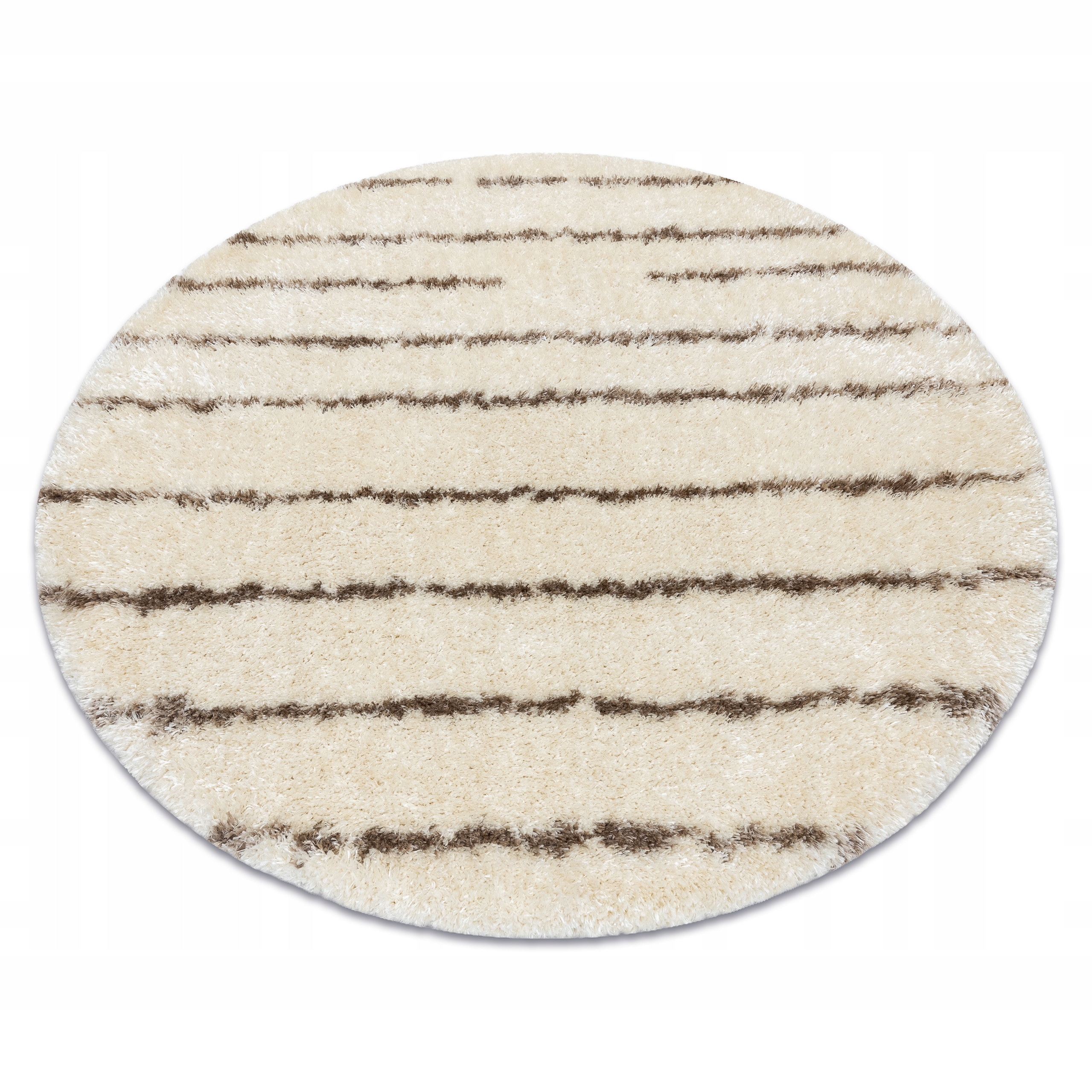 

Dywan Shaggy Fluffy koło 160 cm Paski krem #AF272