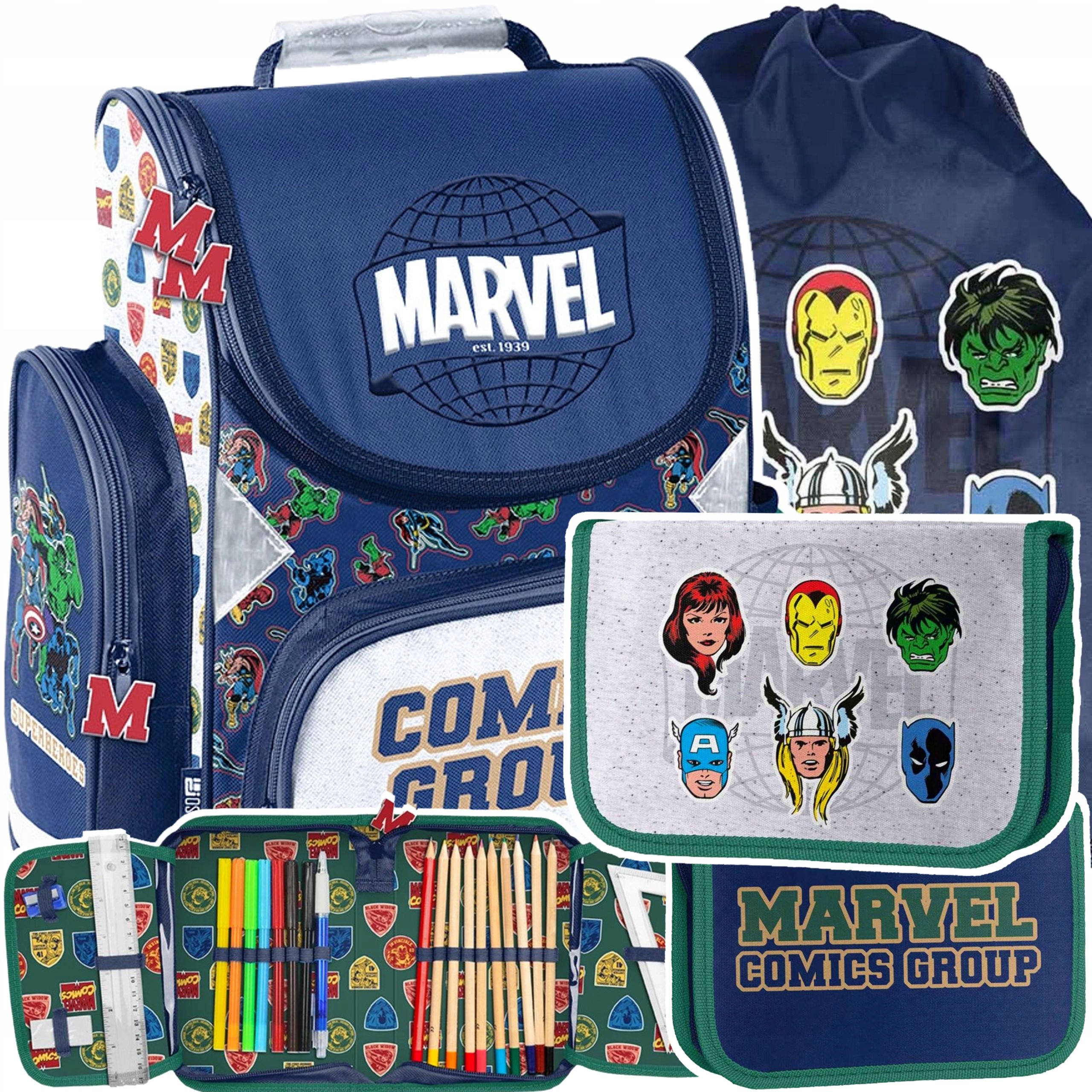 MARVEL COMICS TORNISTER SZKOLNY DLA CHŁOPAKA AVENGERS PIÓRNIK WOREK