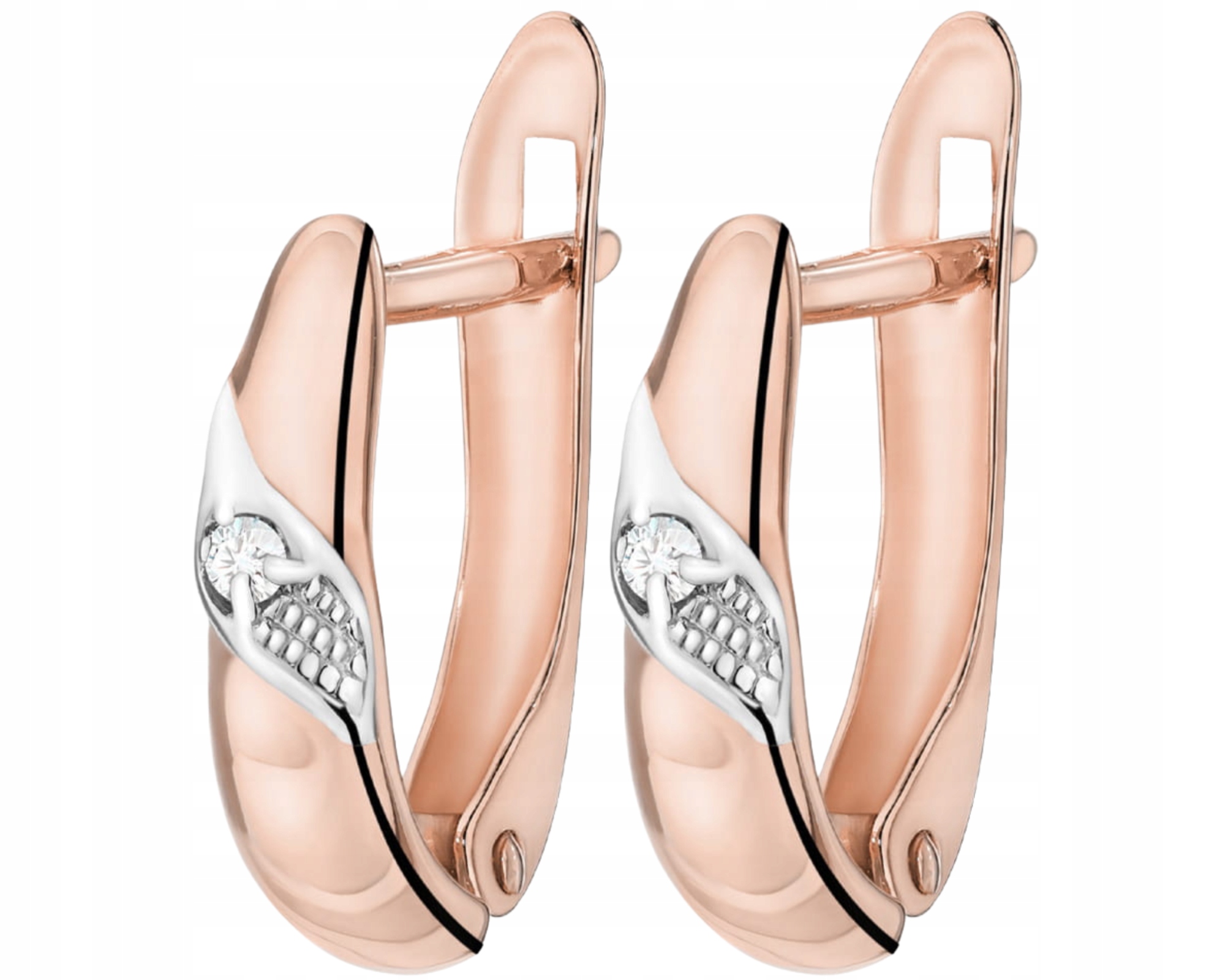 Růžové zlato náušnice s brilianty 0,04 ct 585