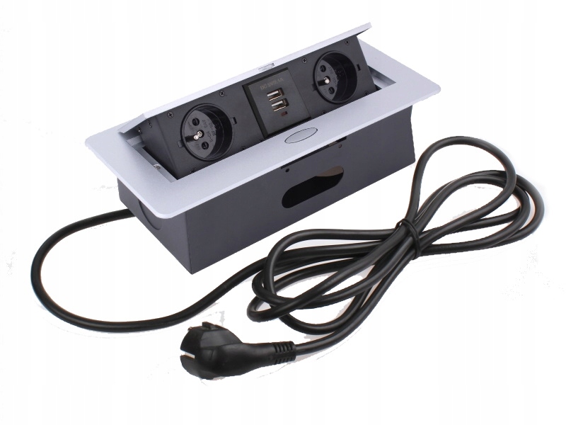 Zásuvka Kombibox 2x230V 2xUSB Alu