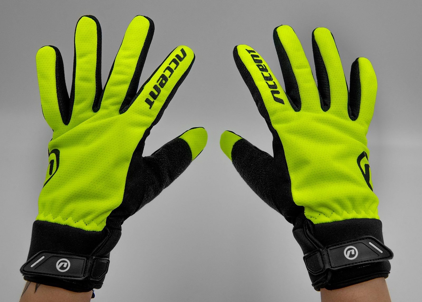 Rękawiczki rowerowe ocieplane Accent Igloo żółte fluo zimowe z palcami M Typ Długie