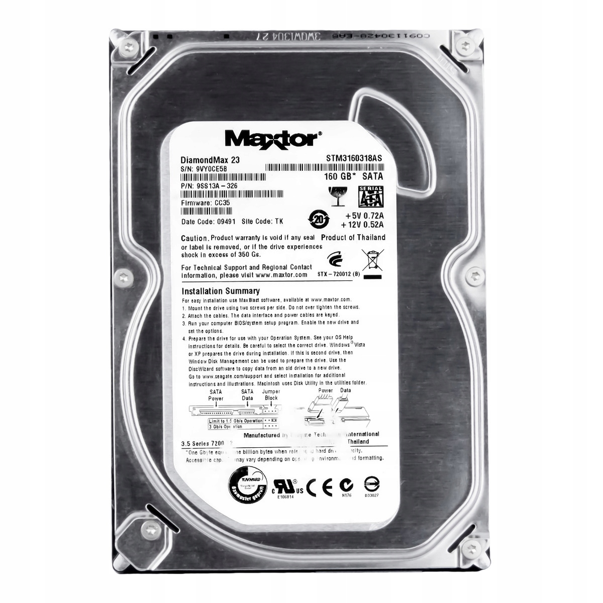 Maxtor DiamondMax 23 160GB 7.2K 8MB Sata II 3.5'' STM3160318AS