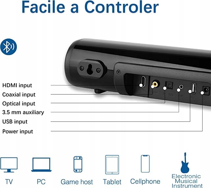 Bluetooth Kompaktowa Soundbar do TV PC z Pilotem 3 Tryby EQ — miniatura 8