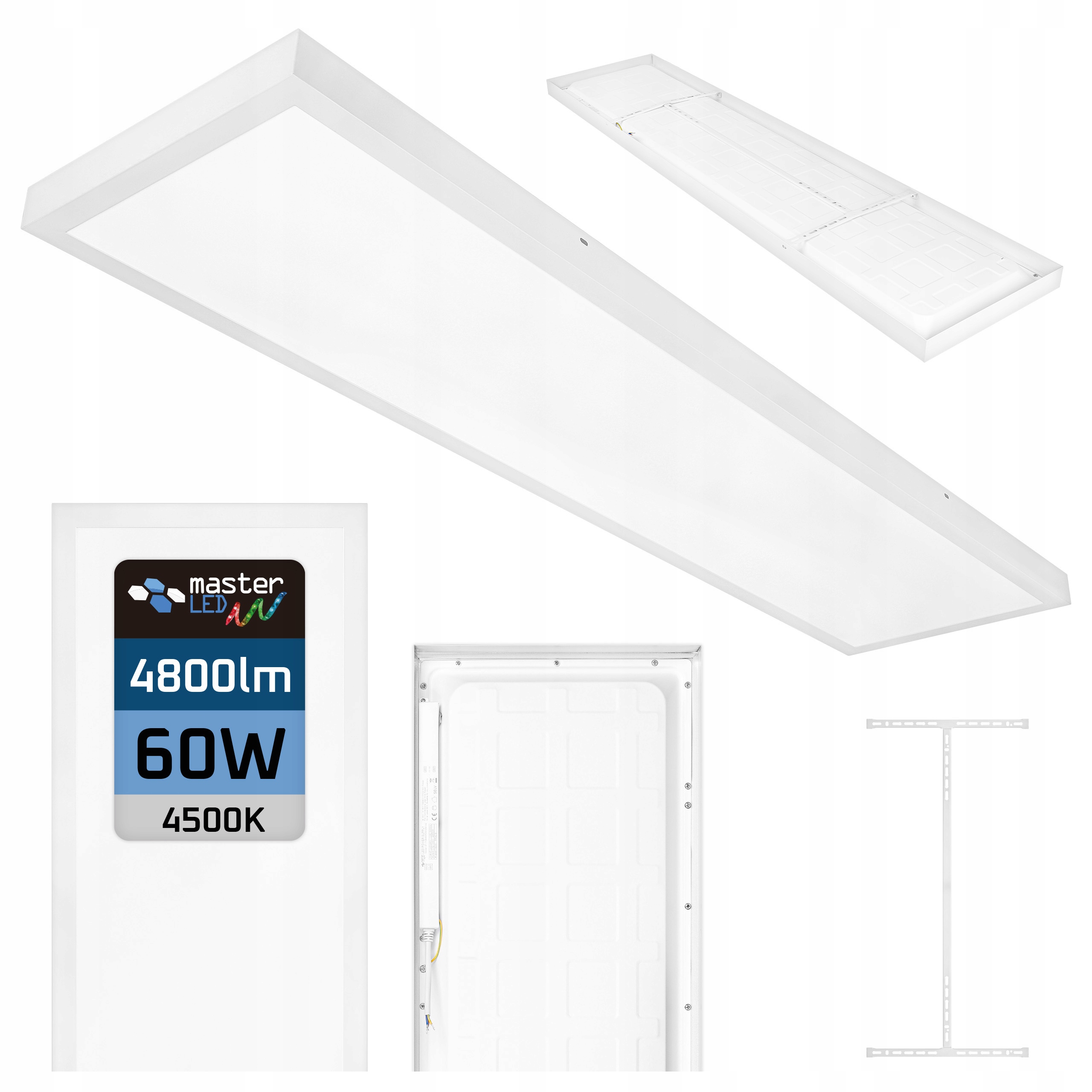 Panel Led natynkowy plafon Lampa sufitowa 60W kaseton 120x30cm 4500K biały