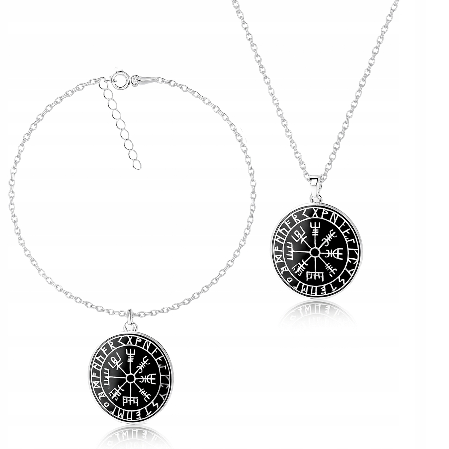 Runový Kompas Vikingů Vegvisir Sada šperků ankr stříbro 925