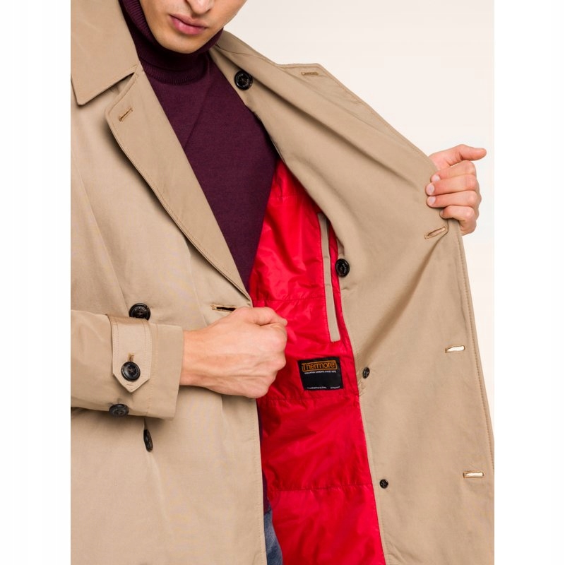 TOMMY HILFIGER PŁASZCZ HOODED KAPTUR THERMORE L Długość do kolan