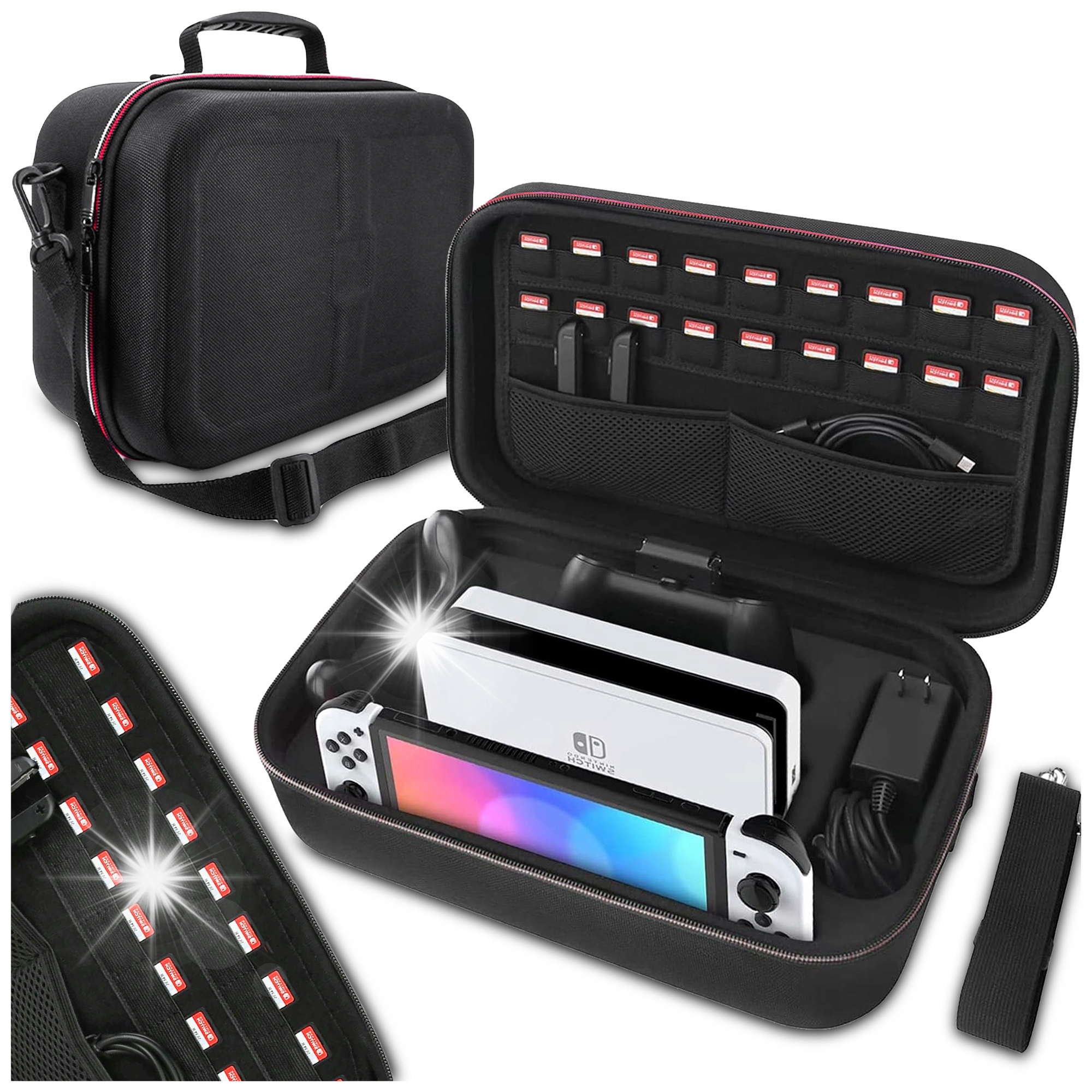 NINTENDO SWITCH OLED V1 V2 TWARDY ORGANIZER ETUI FUTERAŁ WALIZKA NA KONSOLĘ