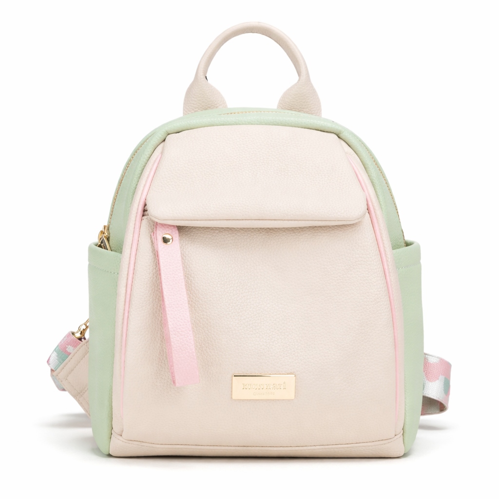 Monnari Plecak Damski Pastelowy Beż Mięta Róż Modny Skóra Eko