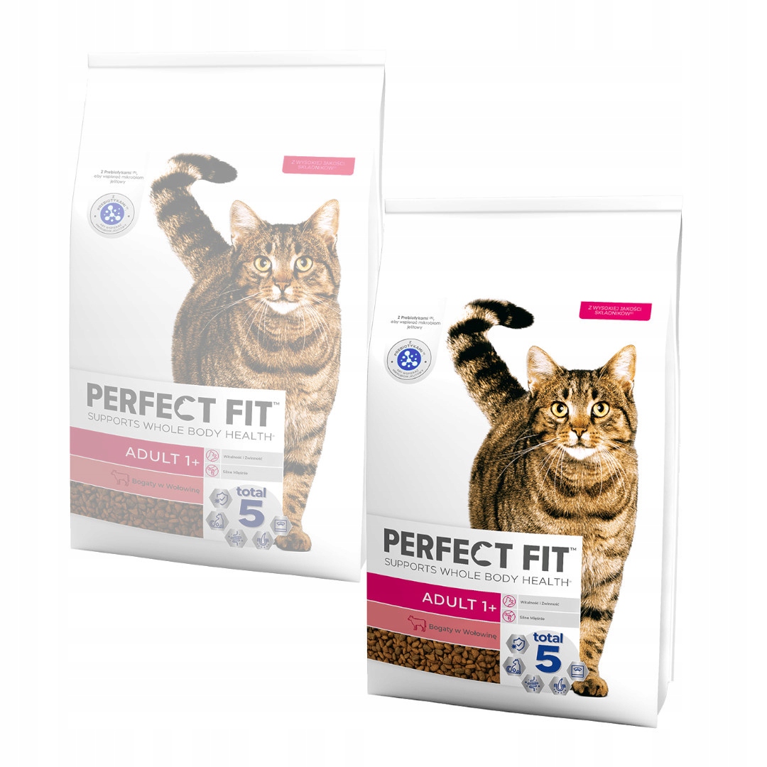 Levně Perfect Fit Adult 1+ Suché Krmivo pro dospělé kočky s hovězím masem 2x7 kg