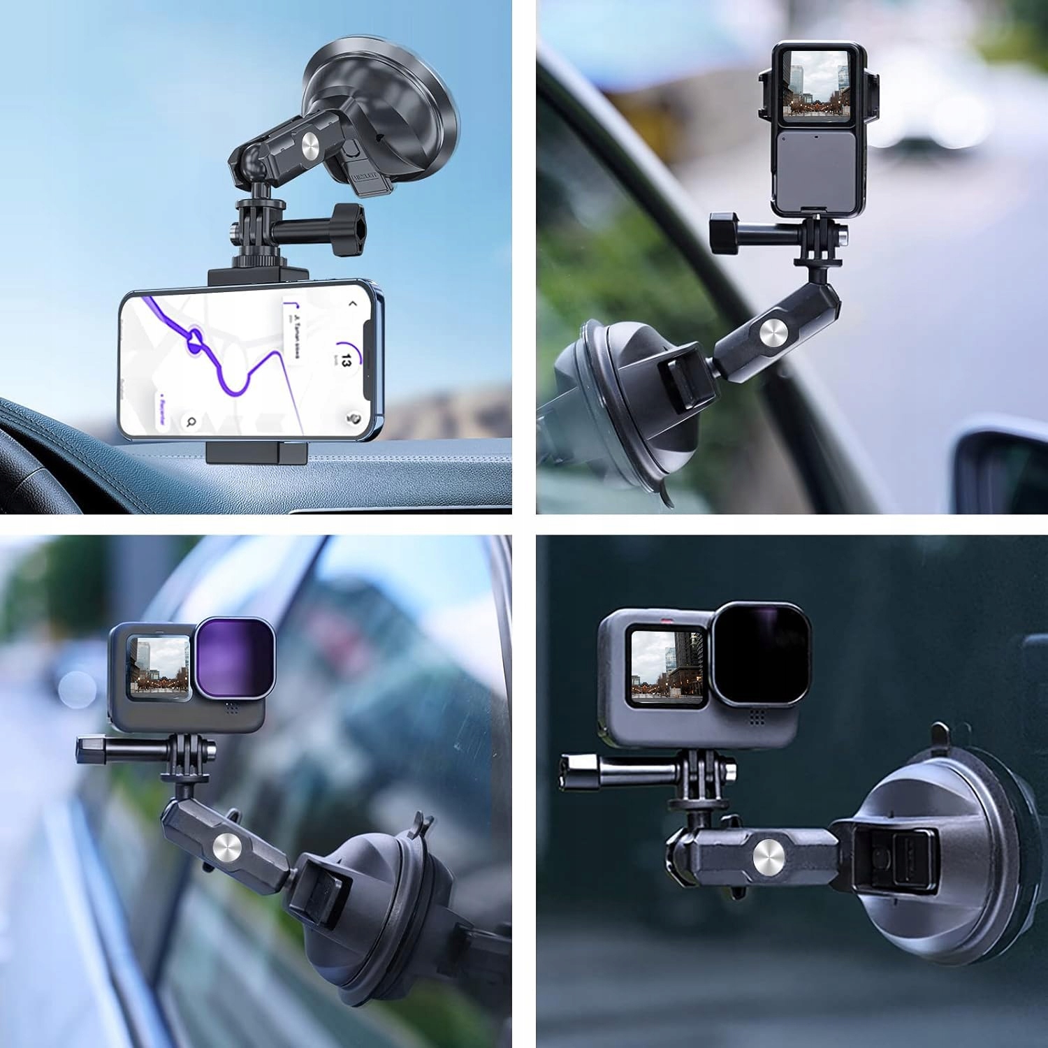 TELESIN Car Mount for GoPro DJI Insta360 on Windshield & Dashboard — miniatura 6