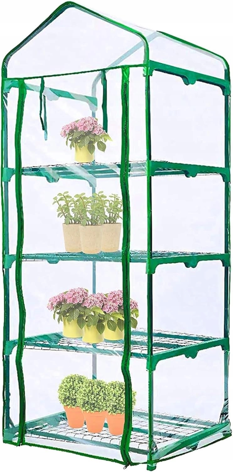 Mini Zahradní Skleník Balkonový 4 police Regál Vertikální Fólie 160x70x50