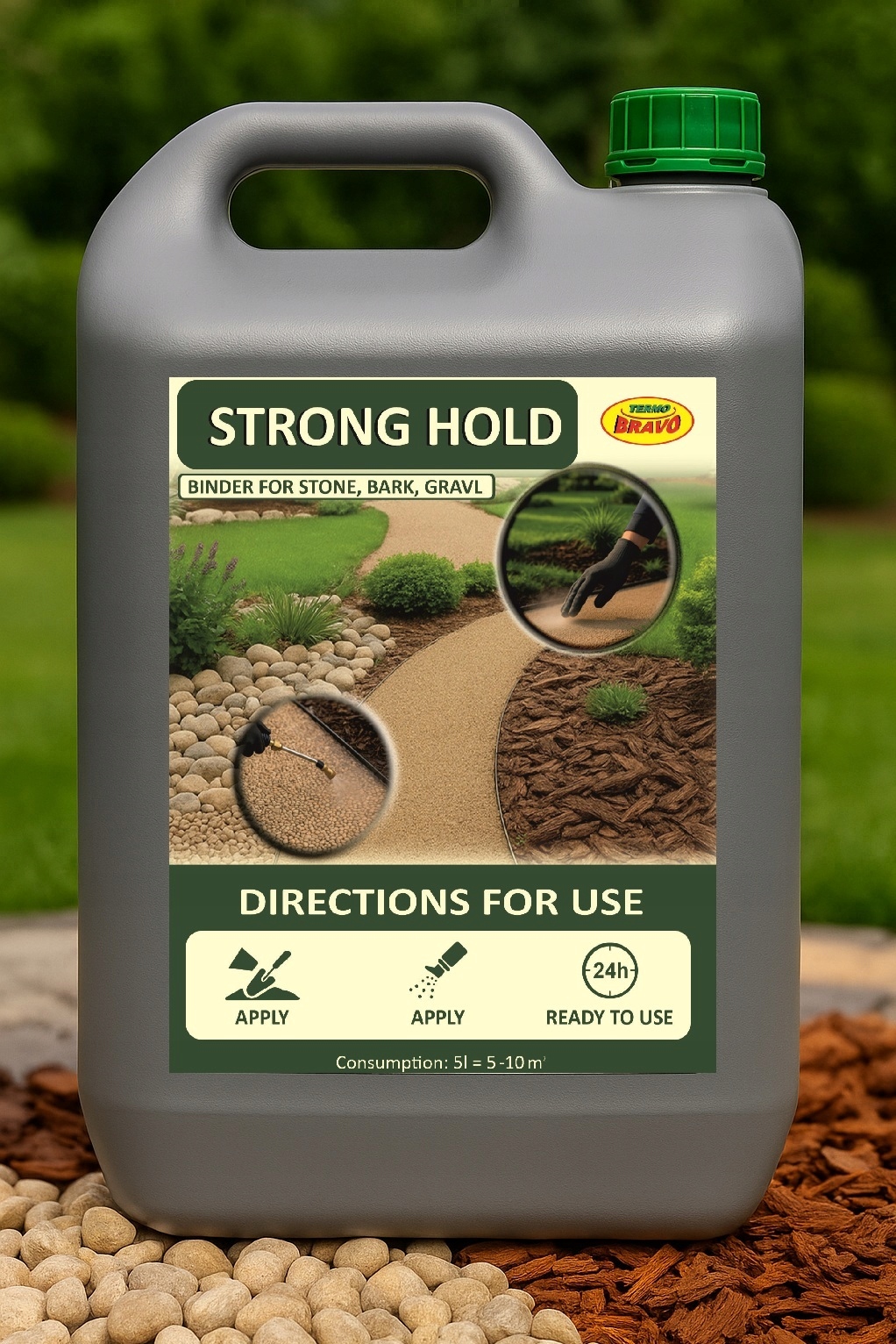Strong Hold 5L – stabilizátor, pojivo pro kámen, kůru a štěrk,