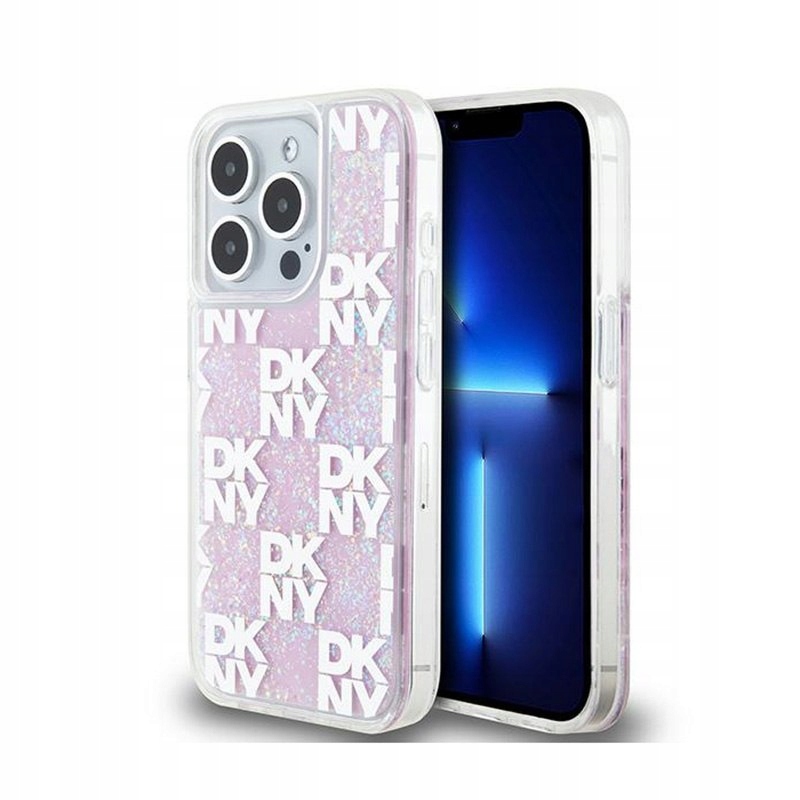 Dkny Liquid Glitter Multilogo Pouzdro pro iPhone 15 Pro (růžové)