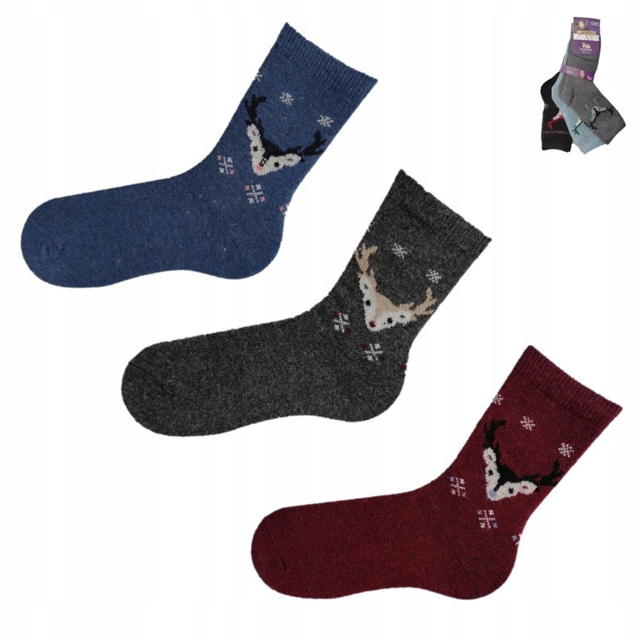 3 páry Dámske ponožky angora zimné vlnené teplé veľ. 35-38