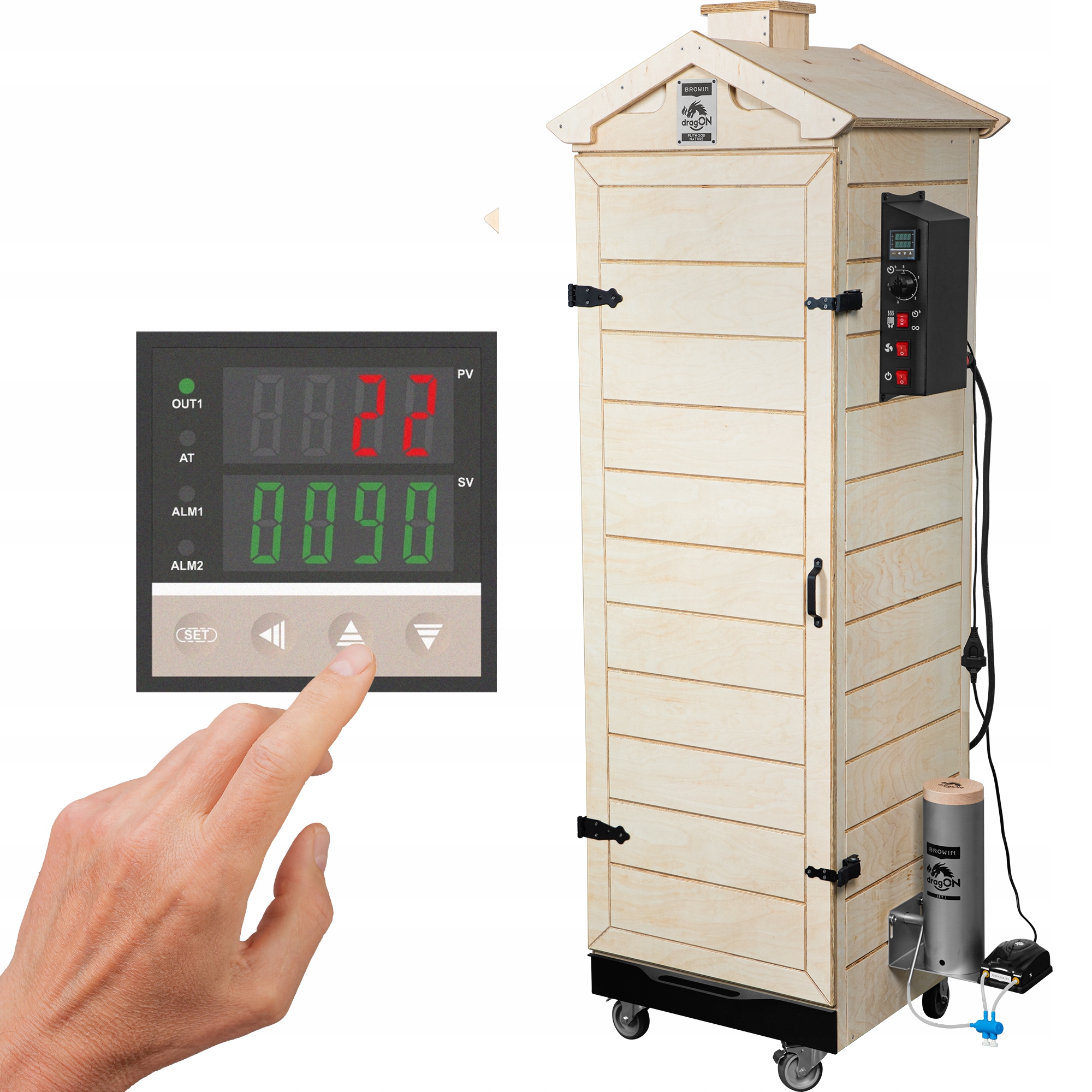Wędzarnia sklejkowa 320L ze sterownikiem cyfrowym generator dymu