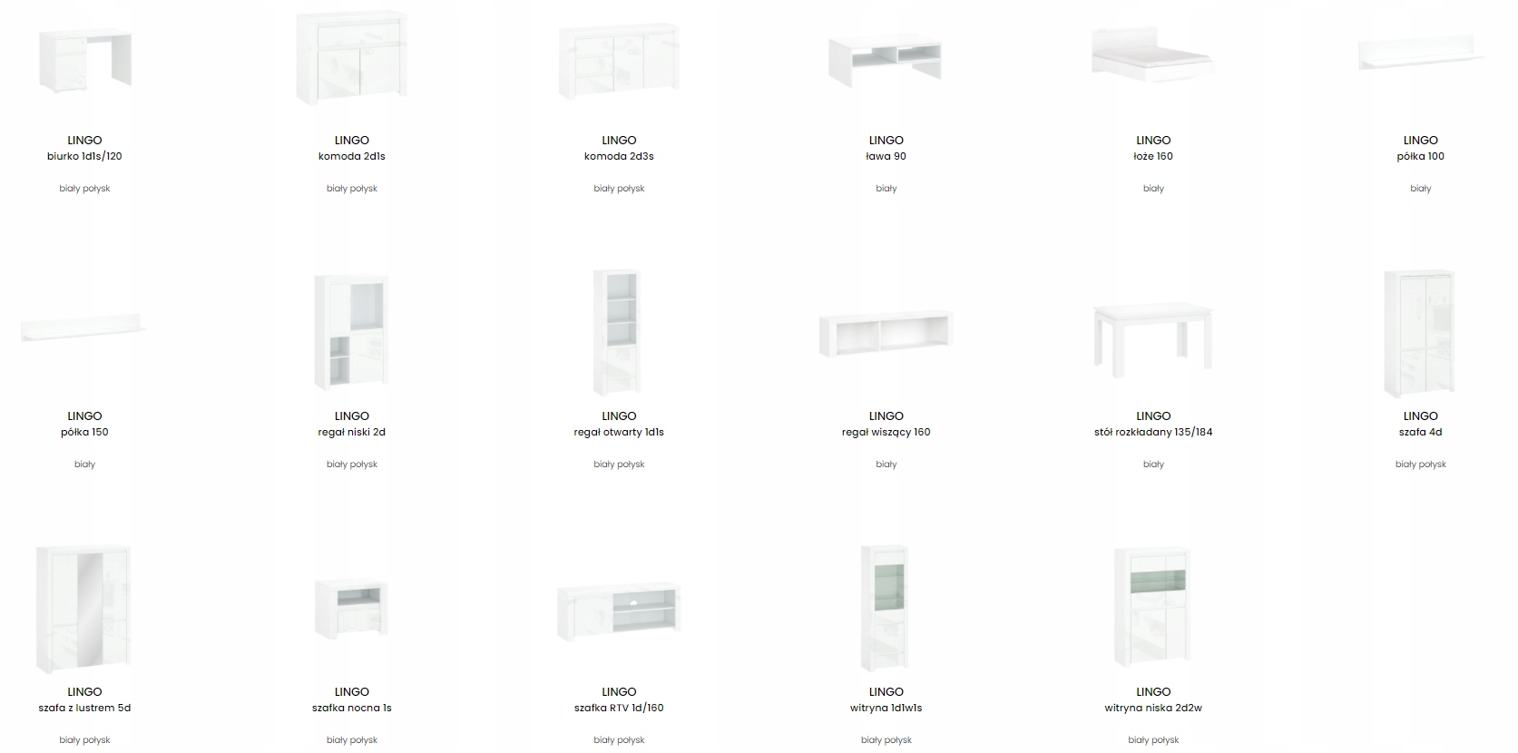 NISKA BIAŁA WITRYNA SZKLANA LINGO KOMODA SZAFKA Typ stojąca
