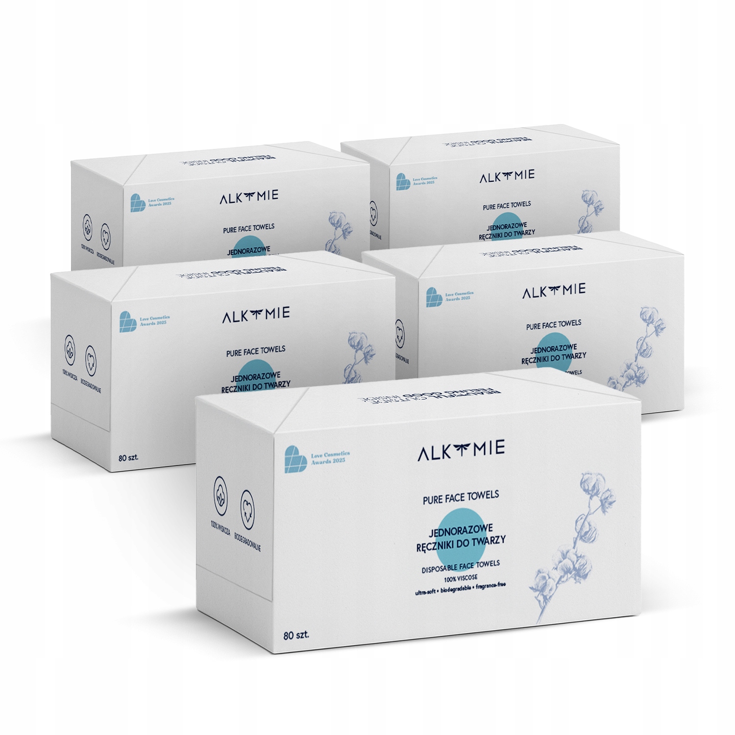 5 x Na Jedno Použití Ručníky Na Obličej Čisticí odličovač Alkmie 80 ks