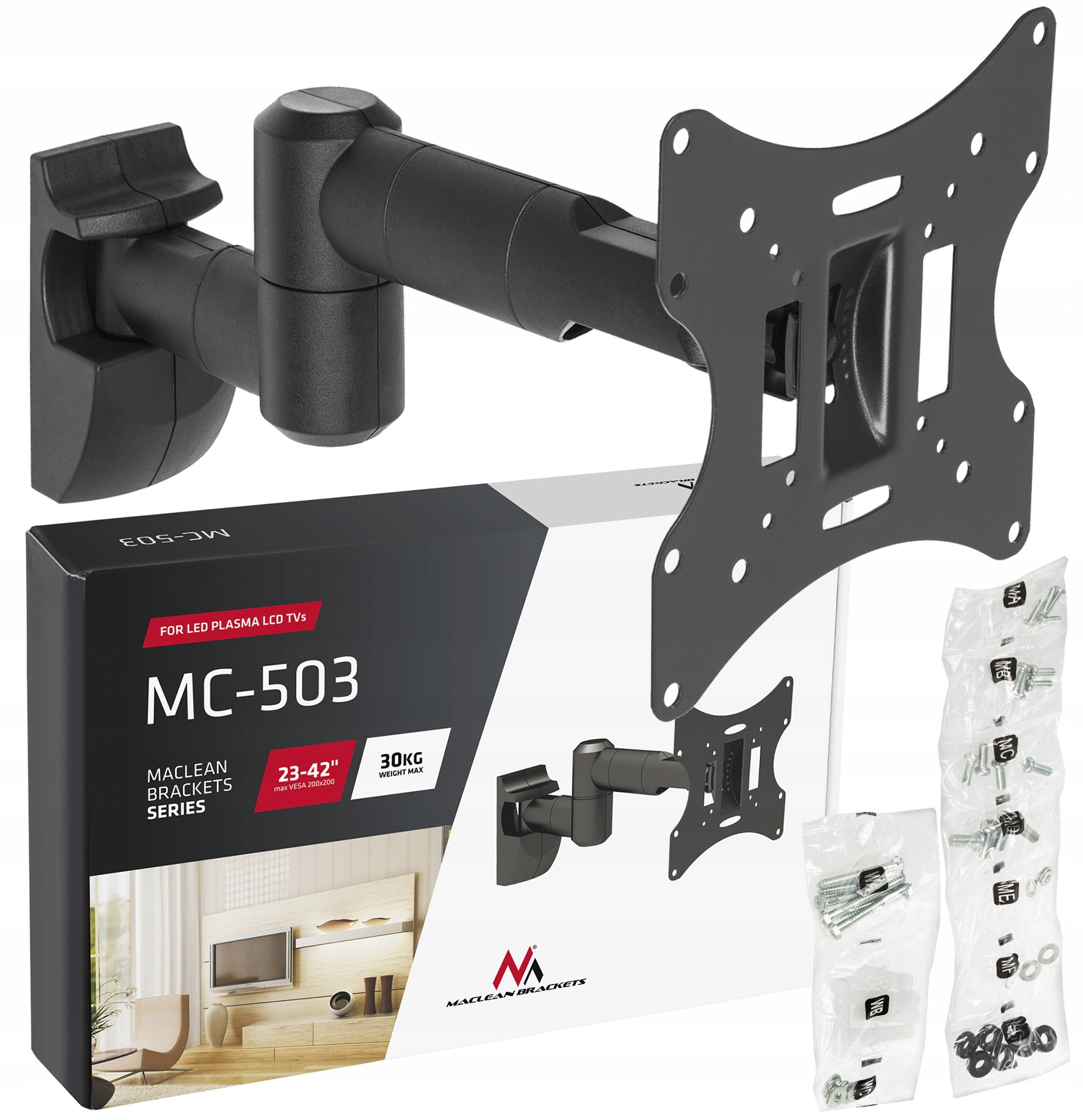 UCHWYT TV WIESZAK DO TELEWIZORA LED LCD OLED QLED MONITORA 24 27 32 42 VESA