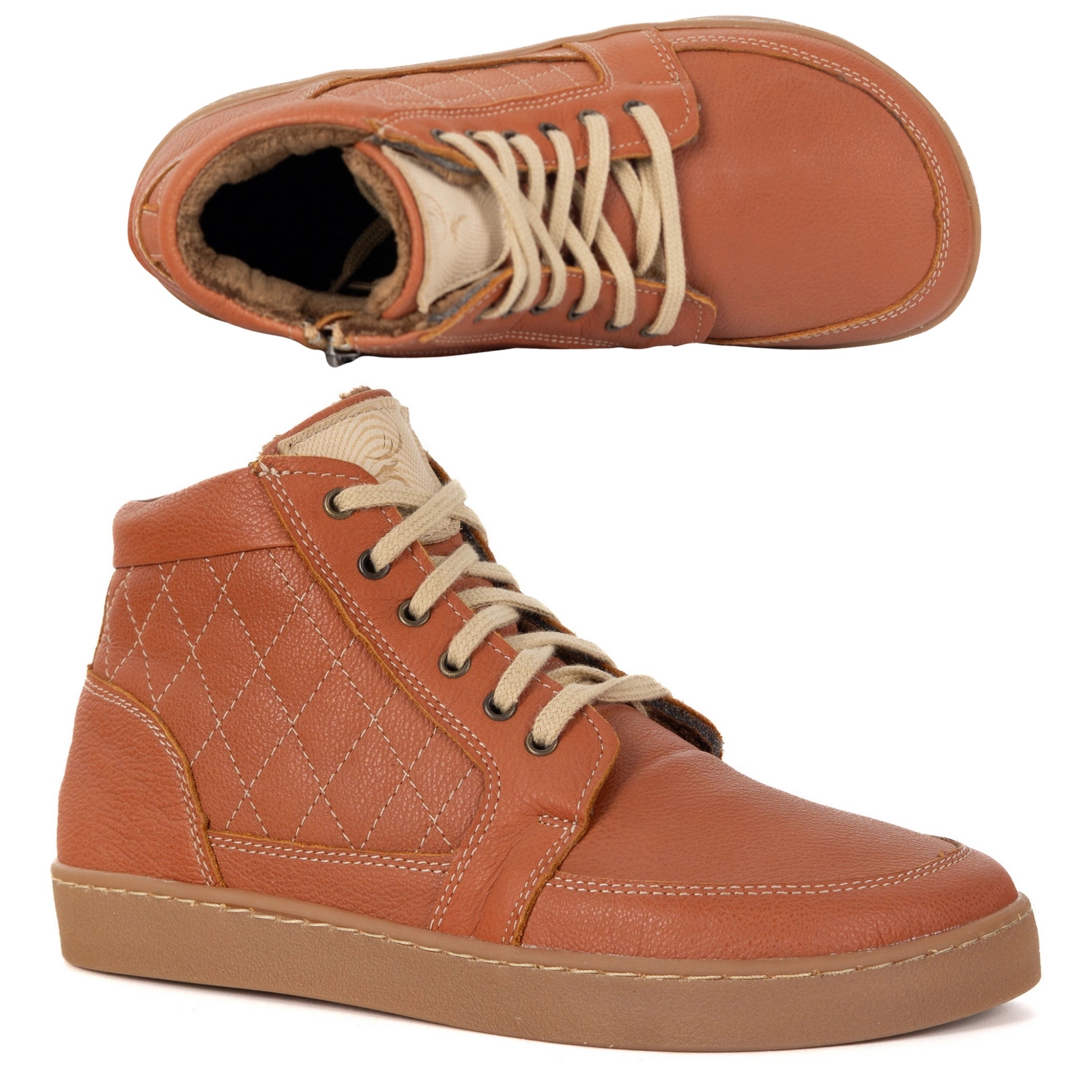 Dámské zimní barefoot kožené boty Z-B05 červené 38