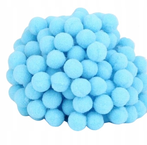Pomponiki 1 cm 120szt błękit turkus