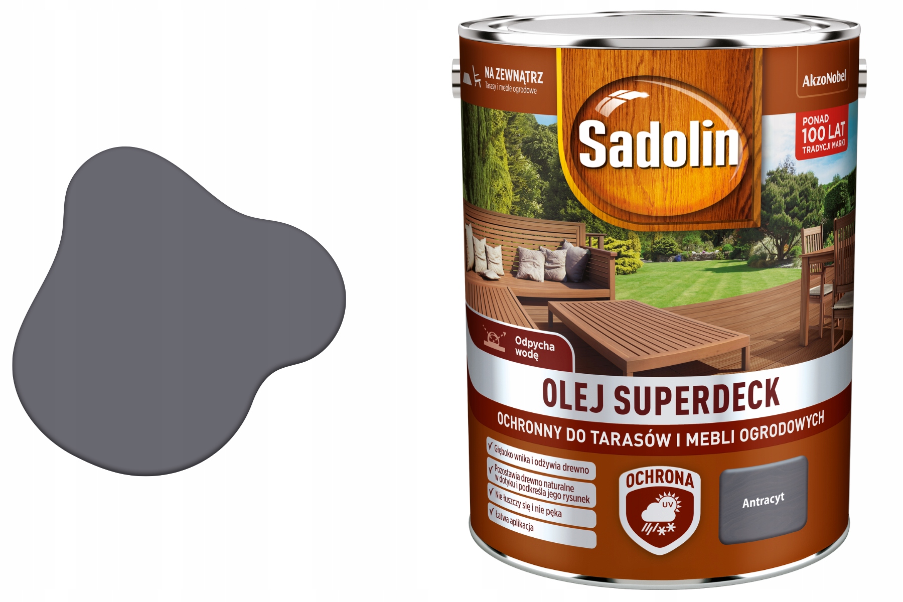 Sadolin Olej Superdeck Ochronny Do Tarasów I Mebli Ogrodowych Antracyt 5L