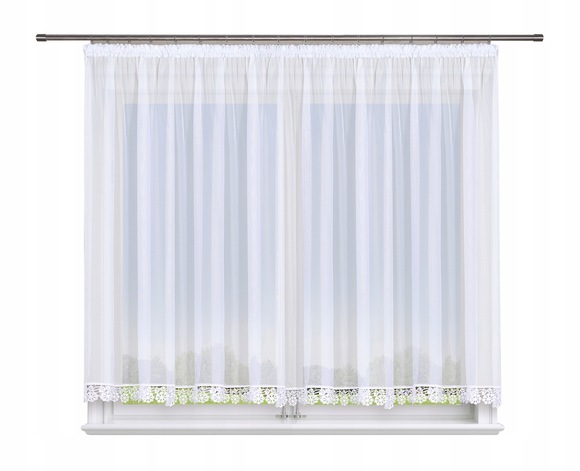 

Firana gotowa 300x150,prosta,woal,gipiura 8cm