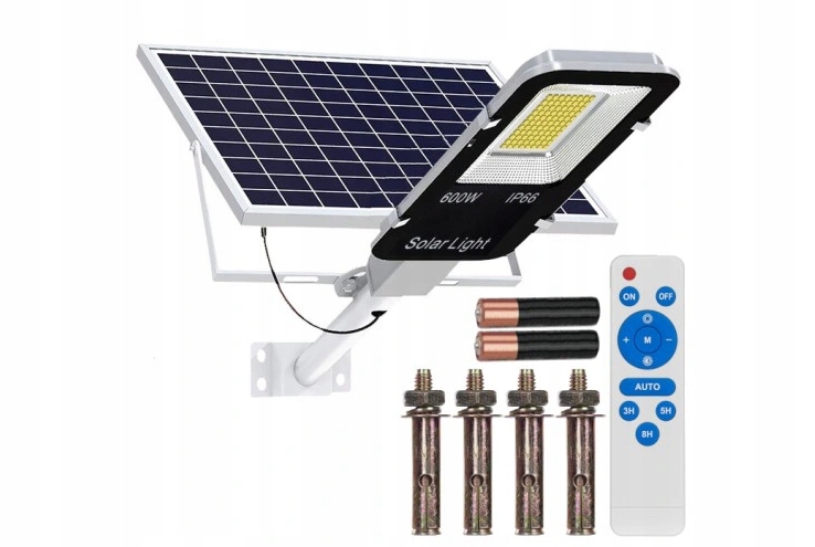 LATARNIA ULICZNA 600W LAMPA SOLARNA SLIM+PANEL