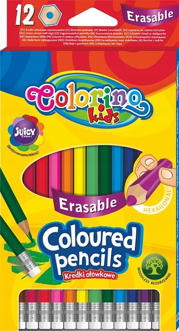 

12X Colorino Kredki Ołówkowe Wymazywalne Z Gumką