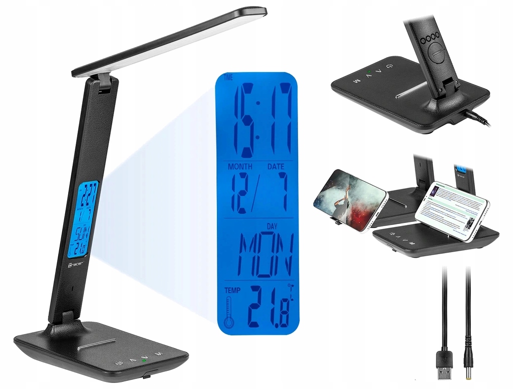 

Lampka Biurkowa Led z LCD Nocna Szkolna 3 Barwy