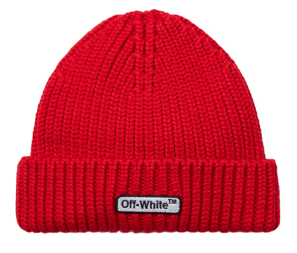 Off-White Red Logo Patch Beanie One Size