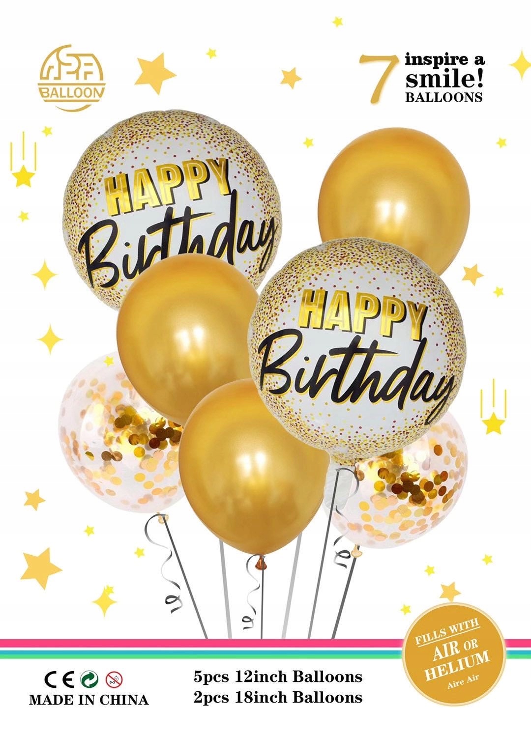 

Zestaw Urodzinowy Mix Happy birthday złoty kolor