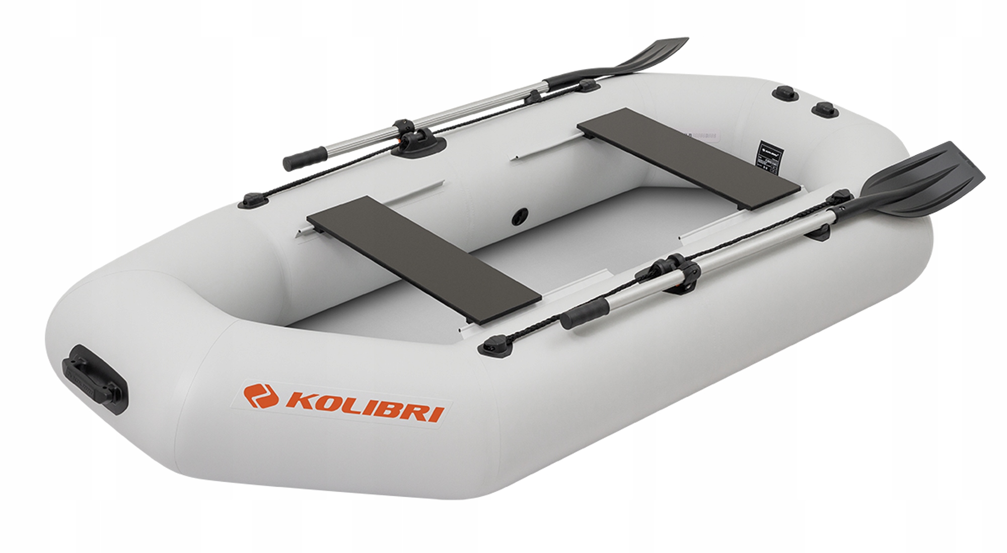 Ponton Kolibri K-270TL z podłogą rolowaną pawężą listwą odbojową jasnoszary