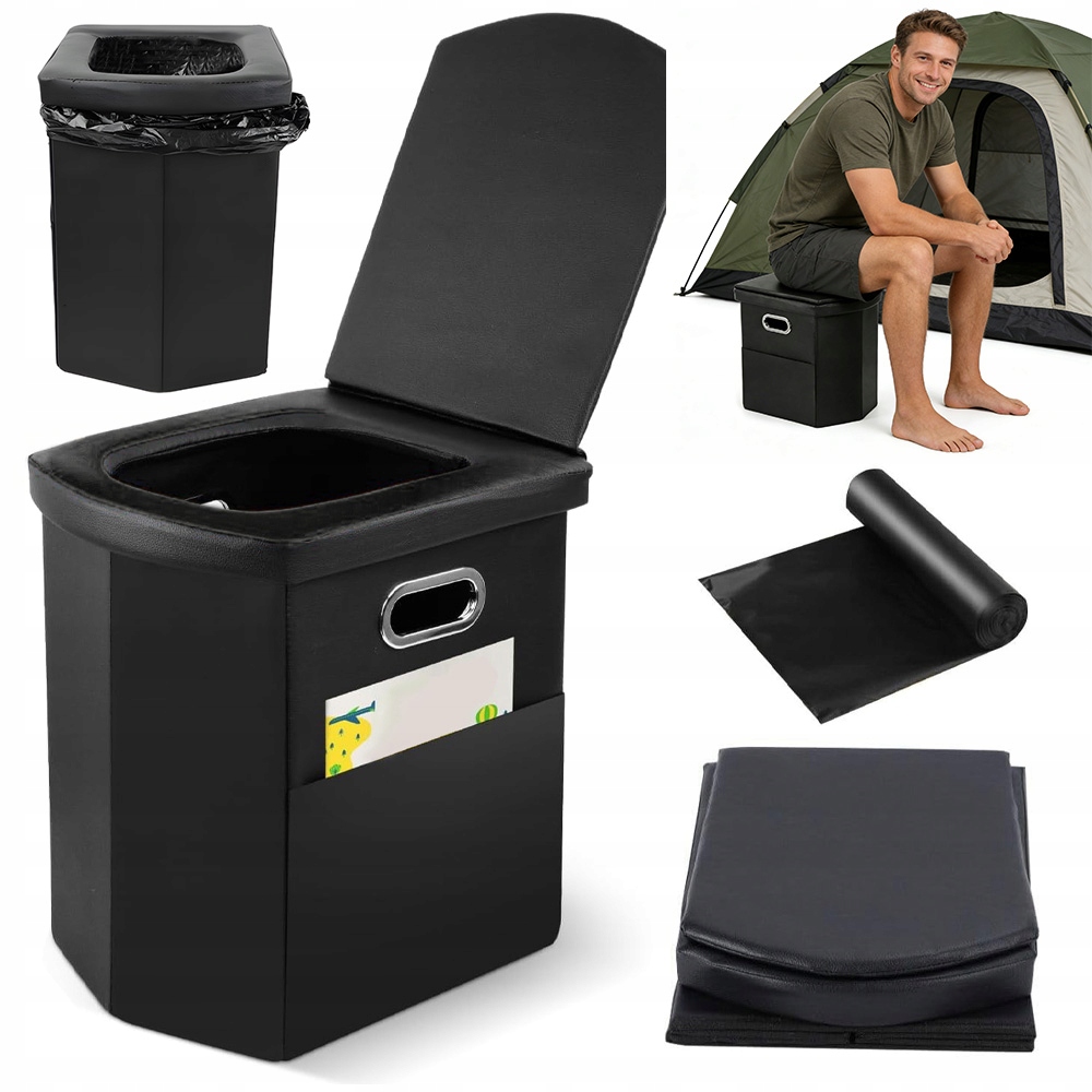 Przenośna Toaleta Turystyczna Skórzana Komfortowa Do Podróży Kempingu
