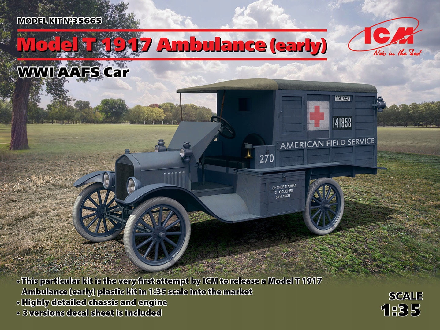 Model T 1917 Ambulance (brzy) 1:35 ICM 35665