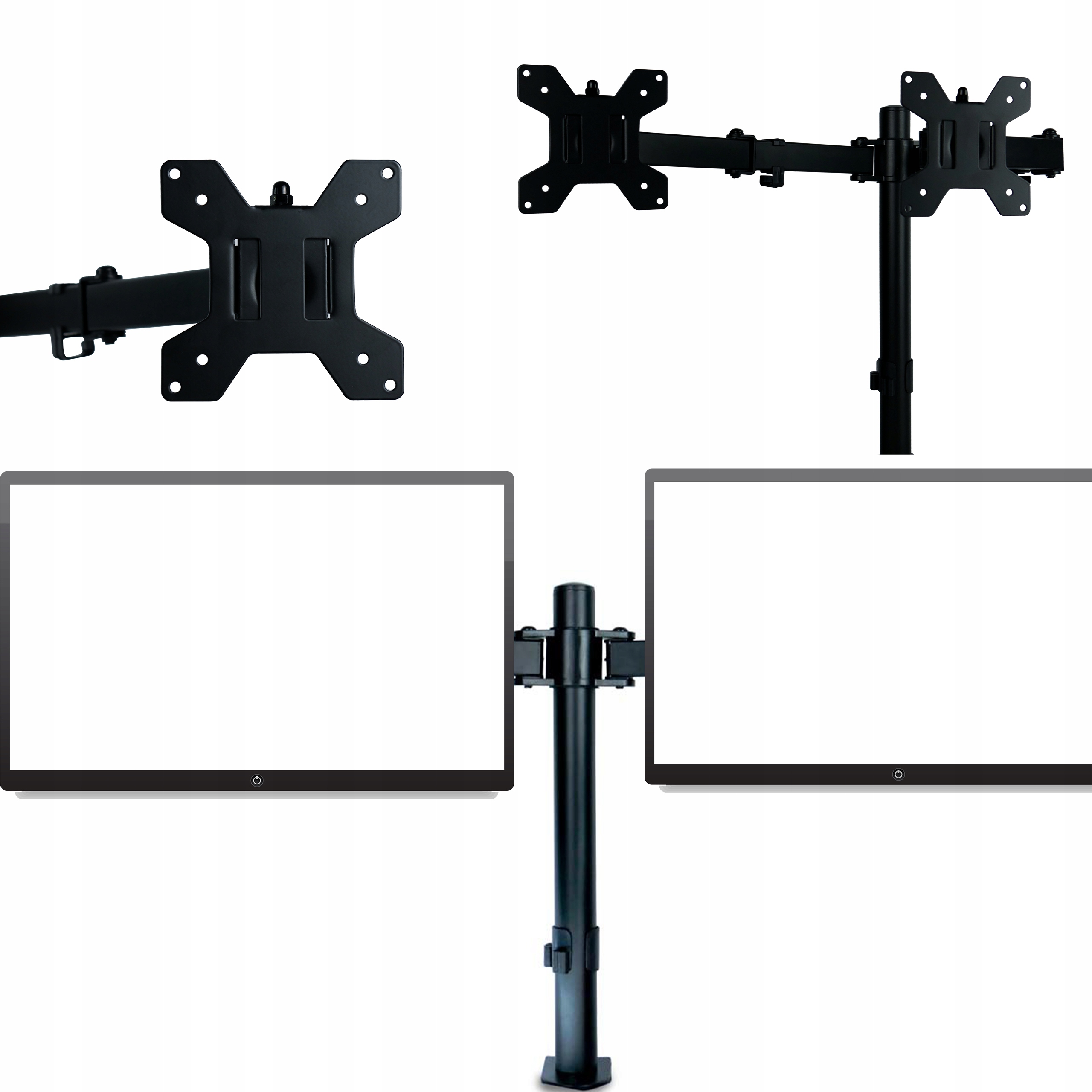 Držák Na Monitor Do 8 Kg Dvojitý Ocelový Standard Vesa 13" 32", Černý