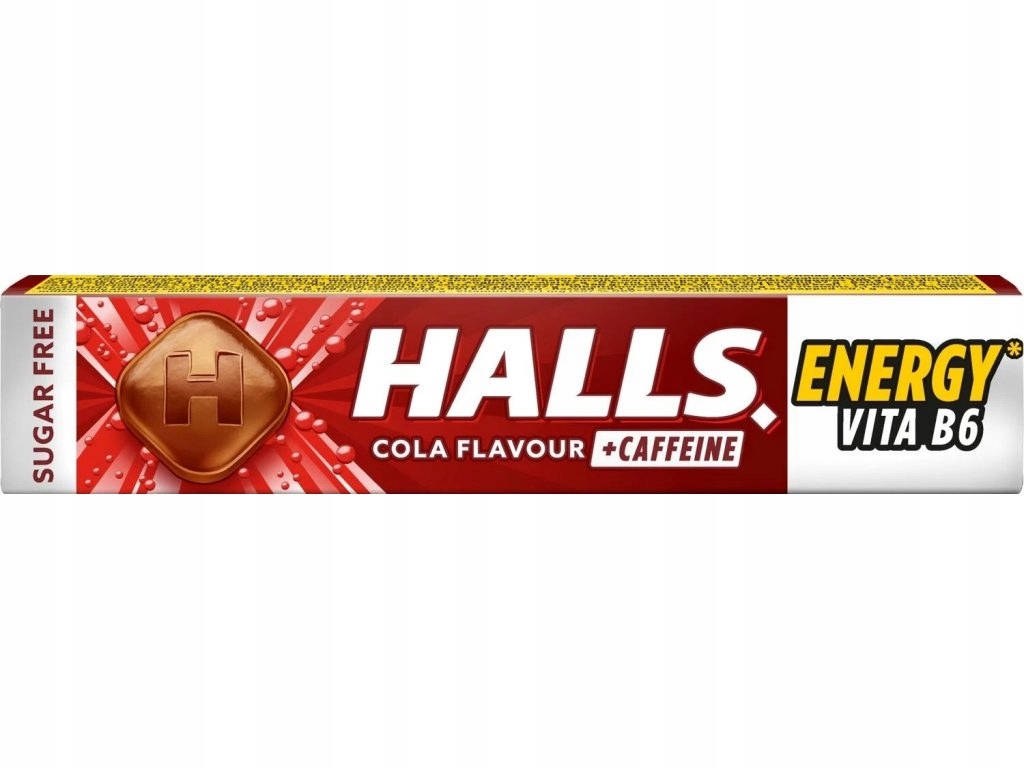Halls Energy Vita B6 Cola 32 g bez cukru smak coli z kofeiną i witaminą B6