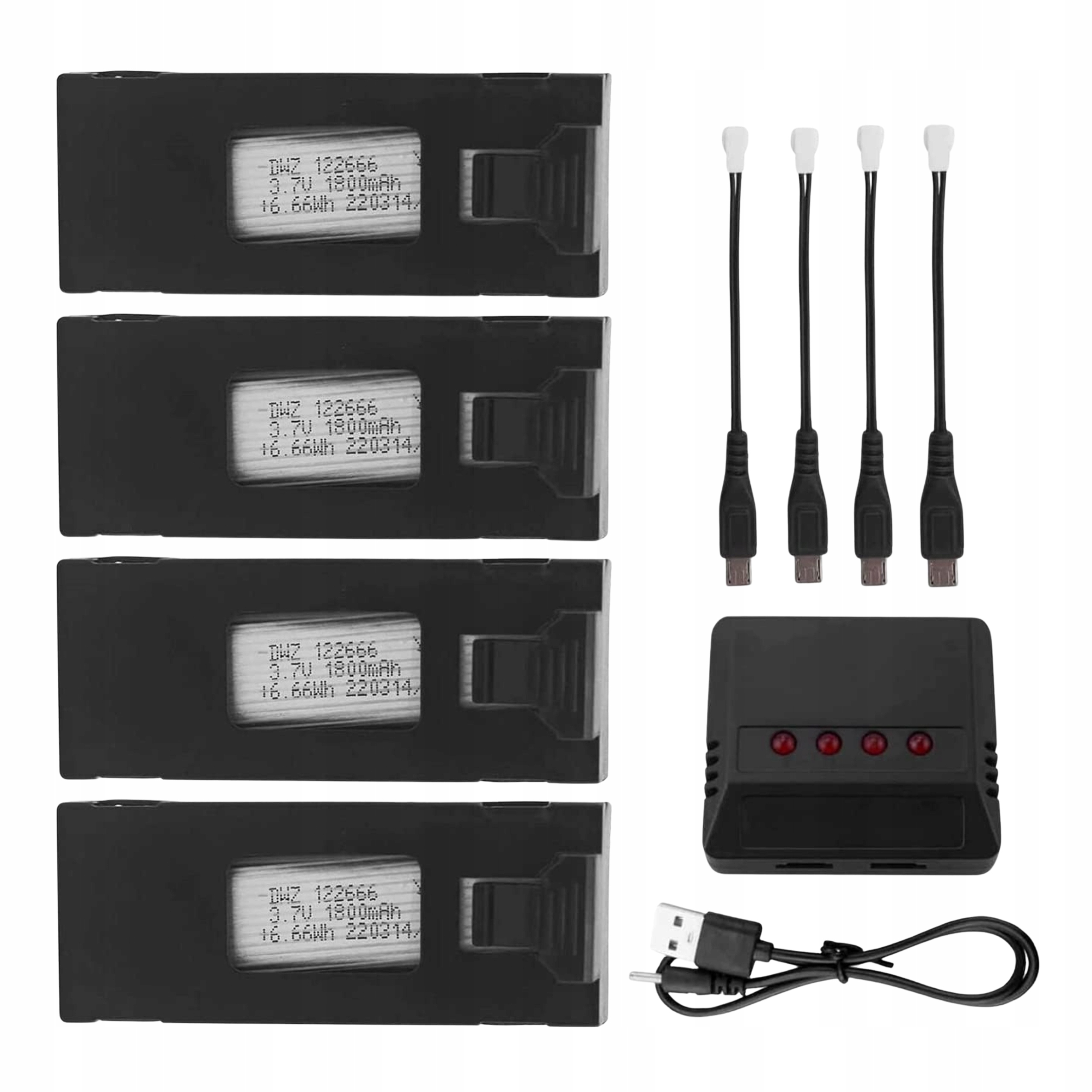 Akumulátory Dron E88 E99 E525 1800mAh 25C Sada Multifunkční nabíječka