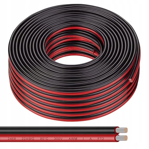 Kabel Led 20M Červený Černý 22AWG Pvc Pro Pásky 12V silikonový pro domácnost