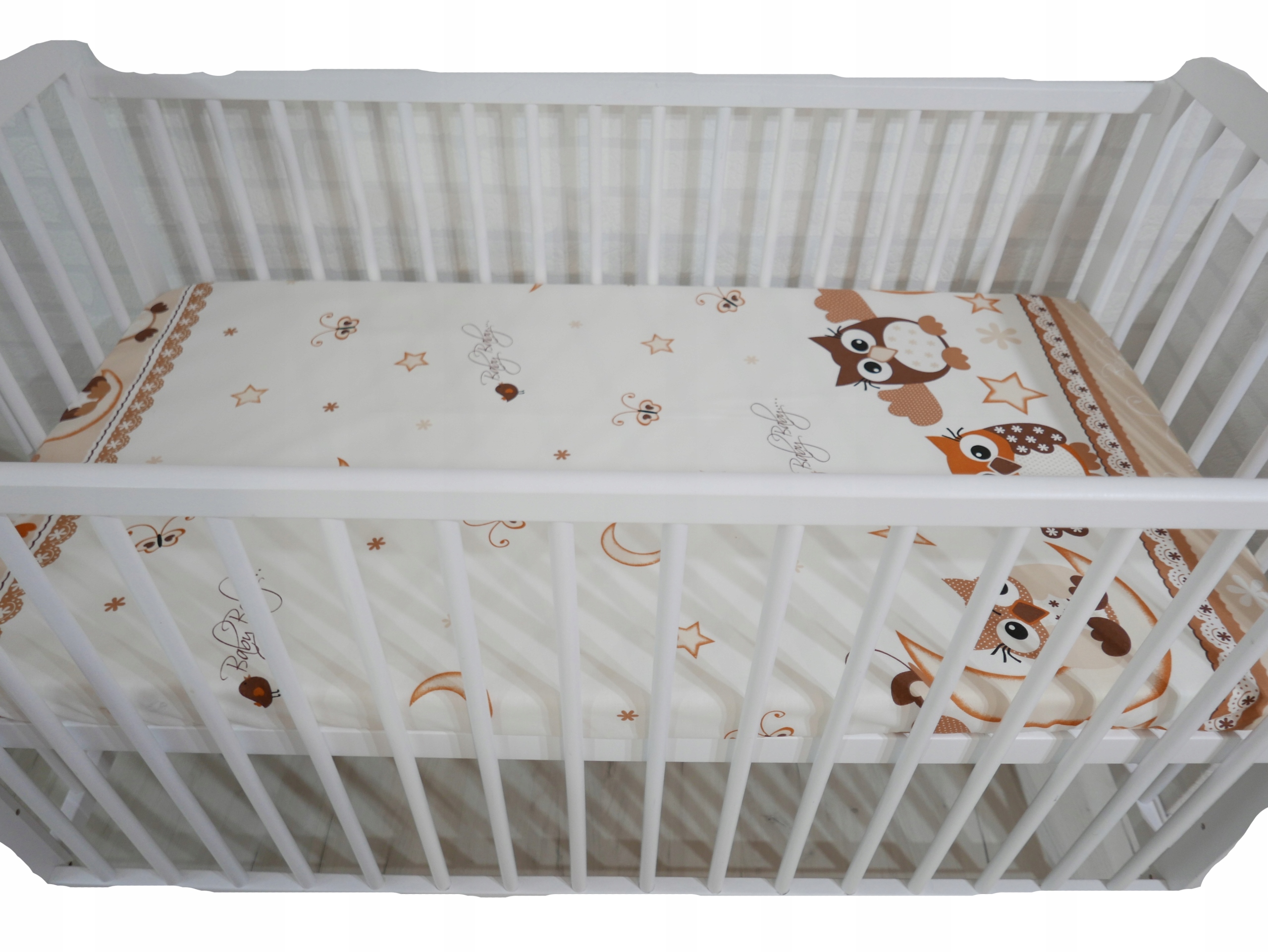 

Prześcieradło bawełna z gumką 120x60 Sowy Beżowe