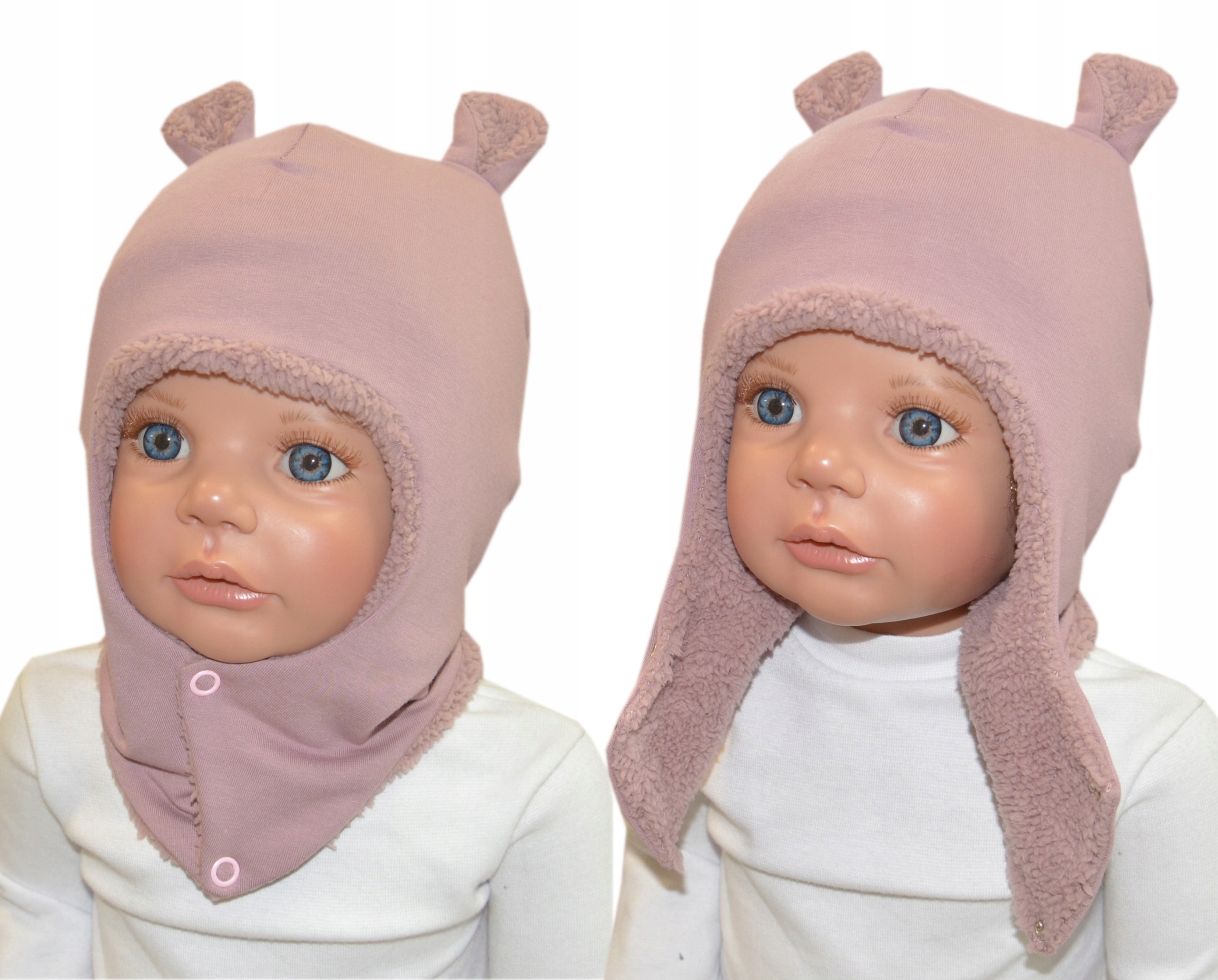 

Zimowa czapka kominiarka 39-41cm róż indyjski gład